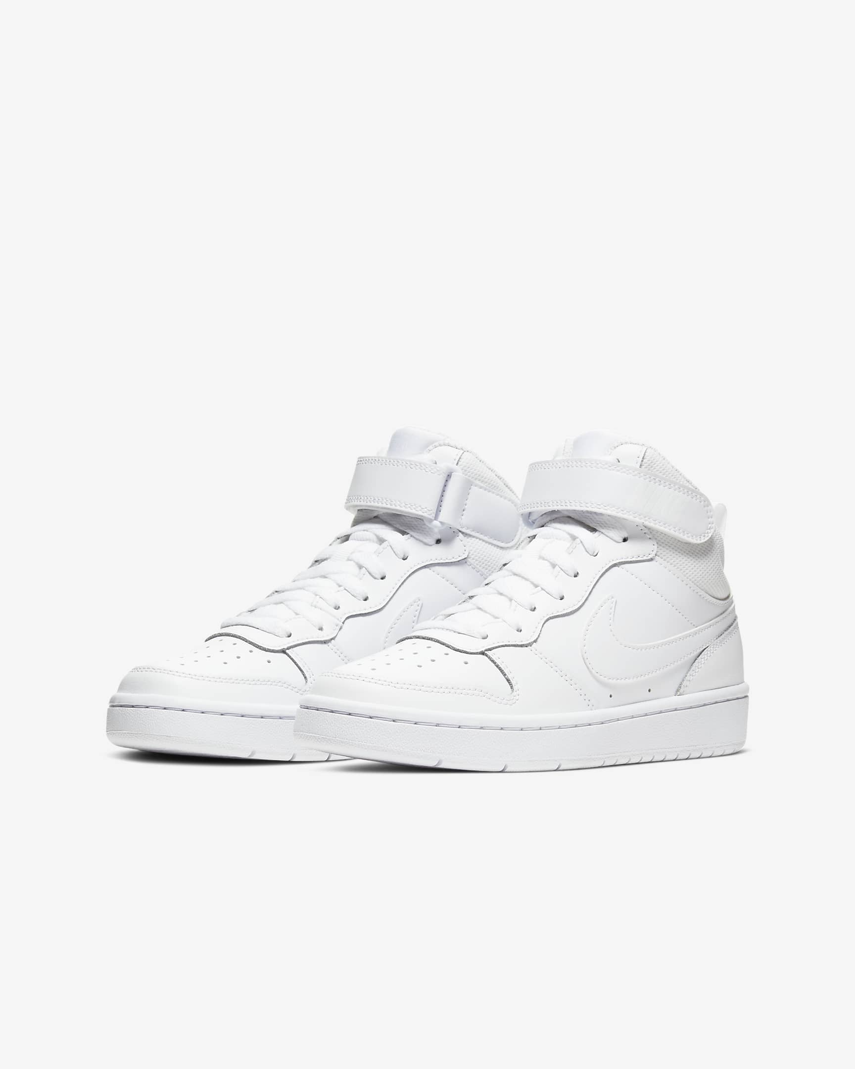 Nike Court Borough Mid 2 Older Kids' Shoes - White/White/White