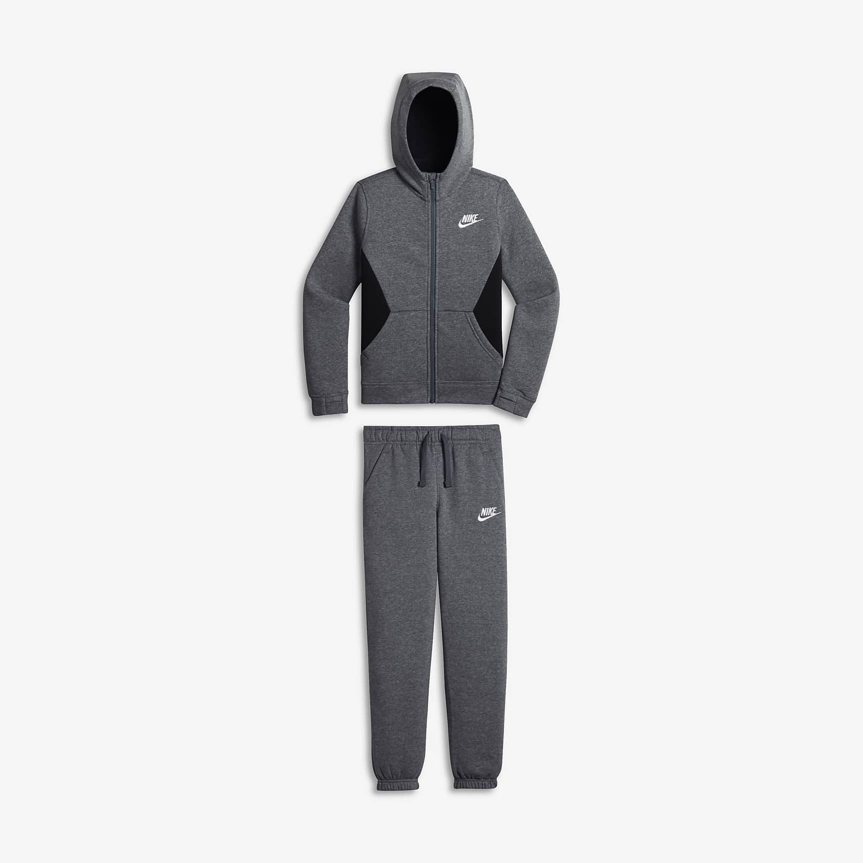 Nike Sportswear Older Kids' (Boys') Tracksuit - Carbon Heather/Black/White