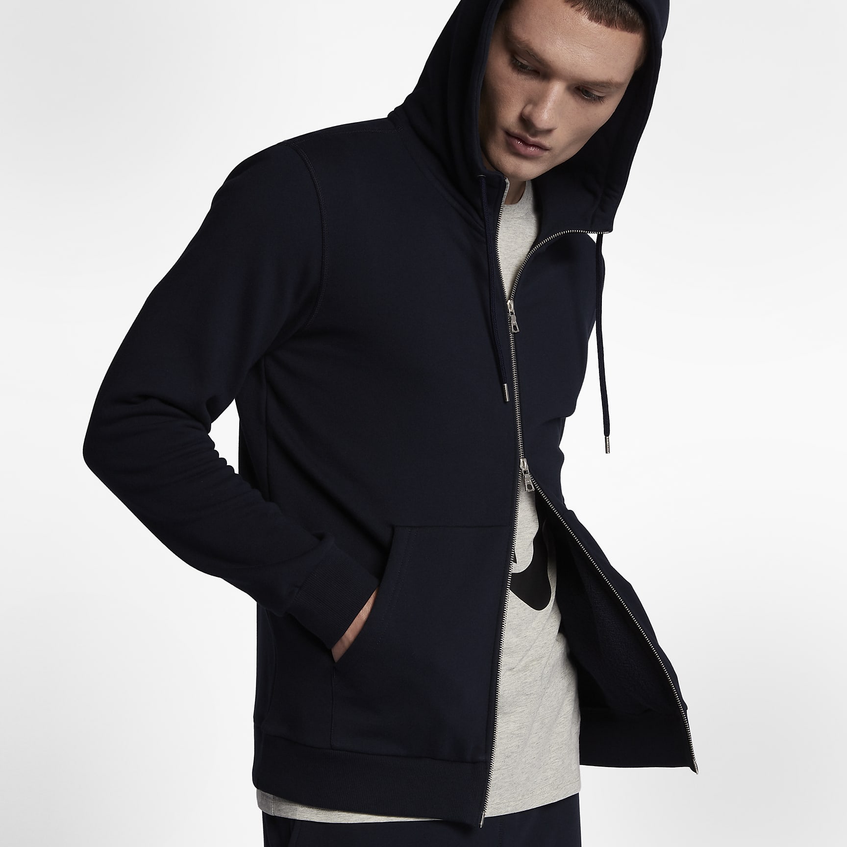 NikeLab Made In Italy Full-Zip Men's Hoodie - Dark Obsidian/Dark Obsidian