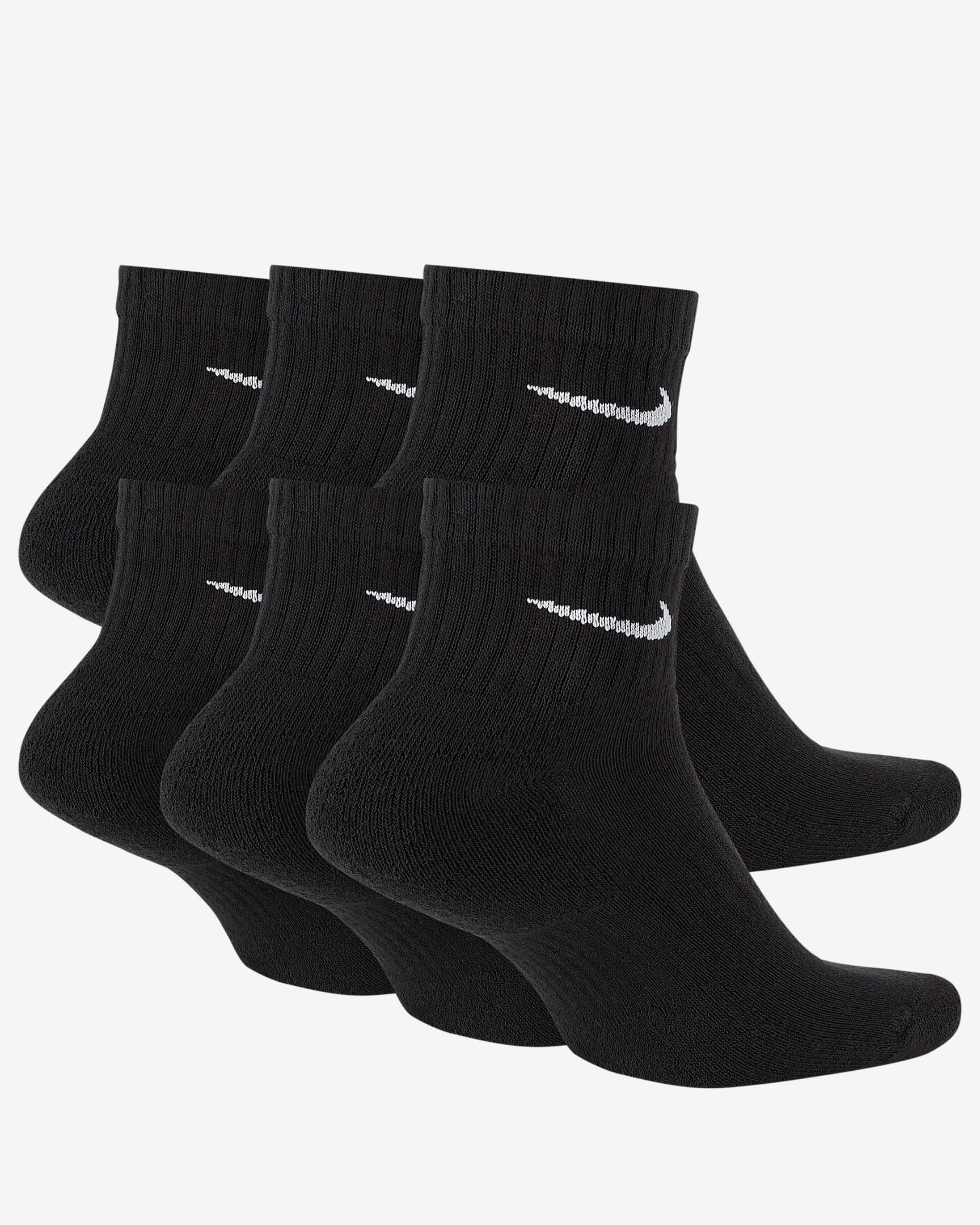 Calcetines de entrenamiento cortos Nike Everyday Cushioned (6 pares) - Negro/Blanco