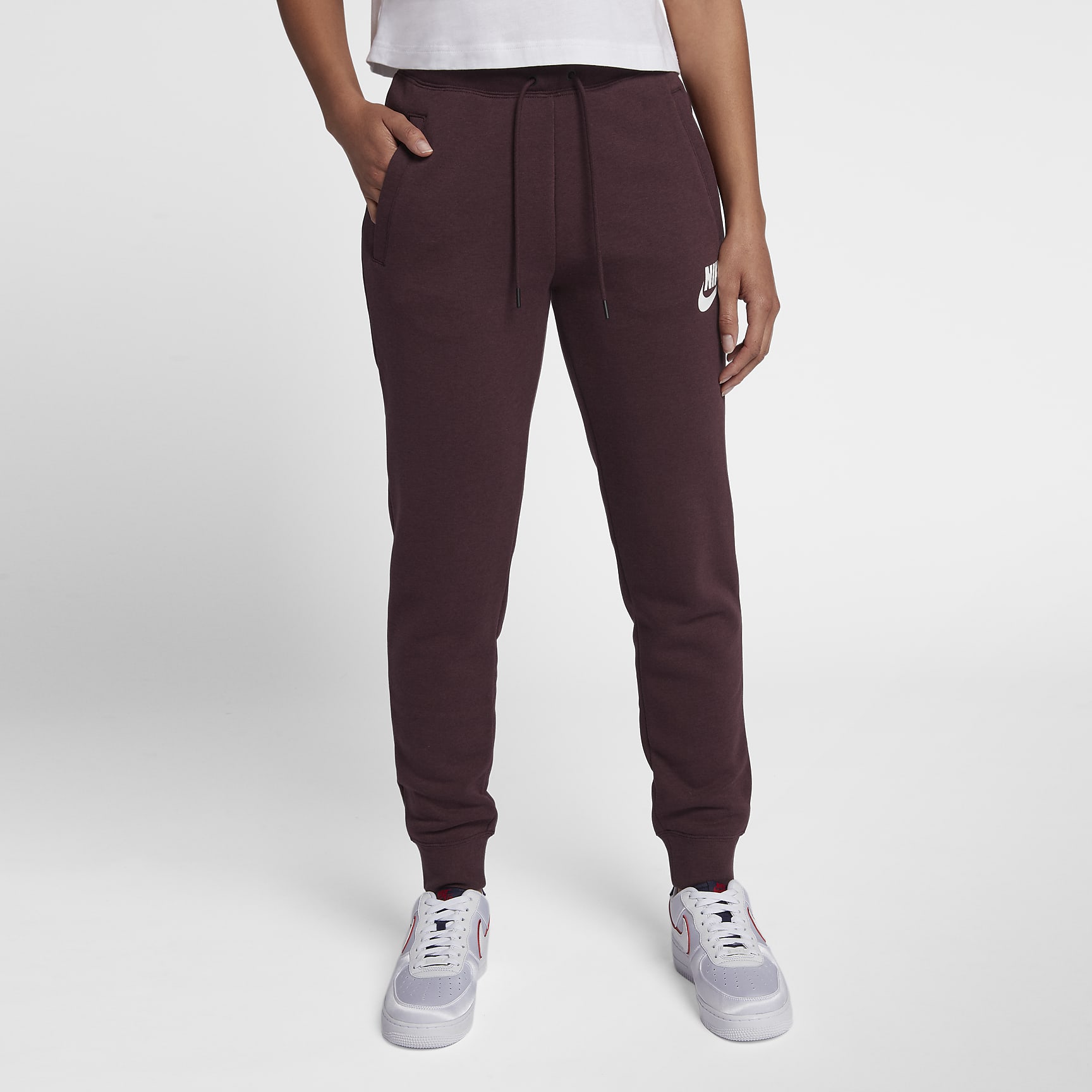 Nike Sportswear Rally Women's Trousers - Burgundy Crush/Burgundy Crush/White