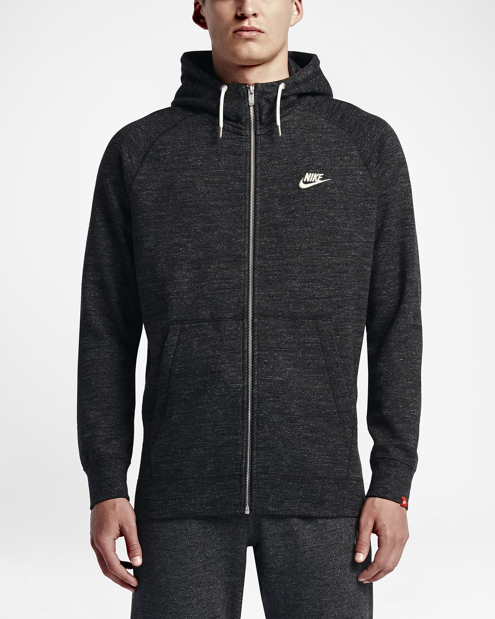 Nike Sportswear Legacy Herren-Hoodie mit durchgehendem Reißverschluss - Black Heather/Sail