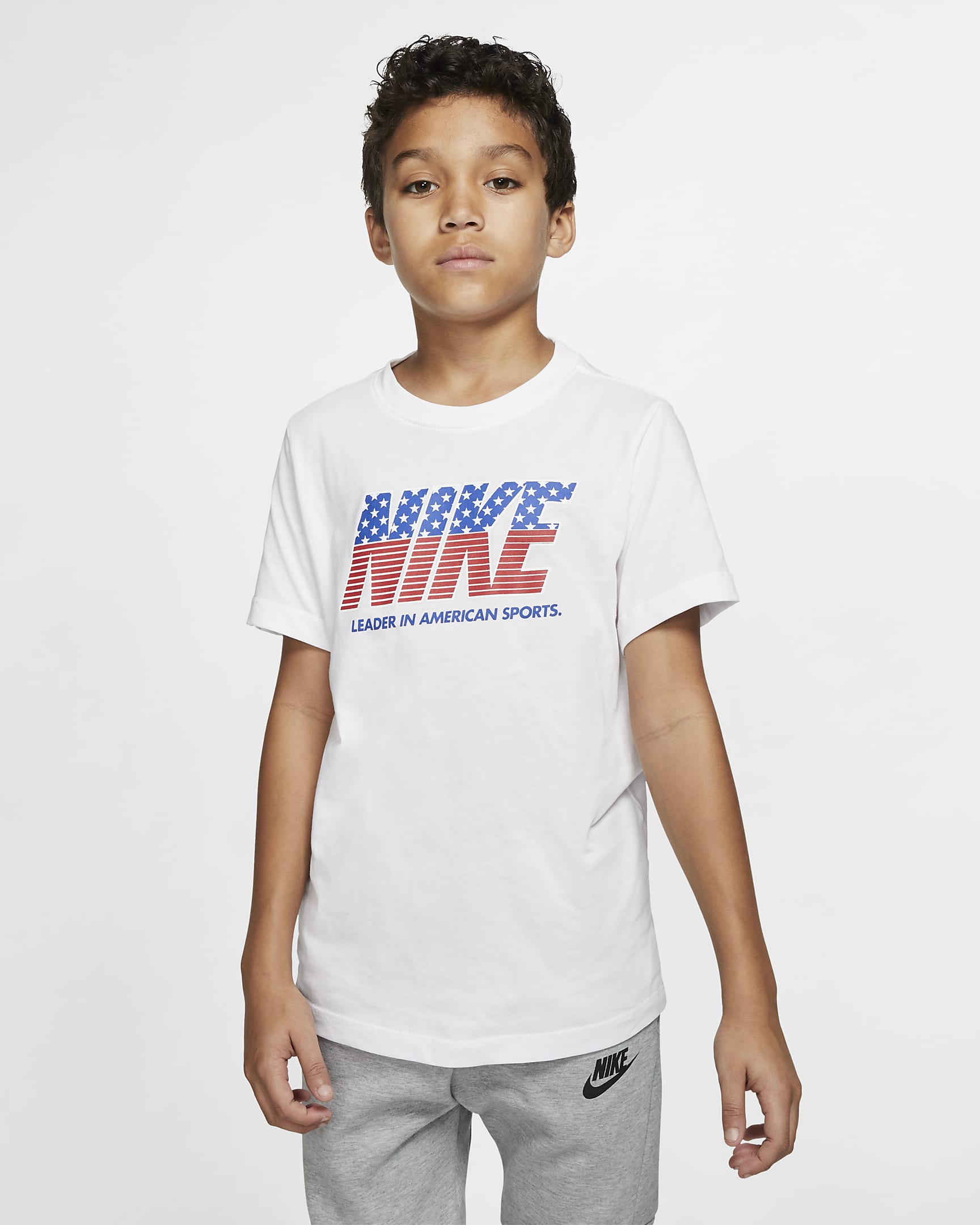 Nike Sportswear Big Kids' (Boys') T-Shirt - White/University Red