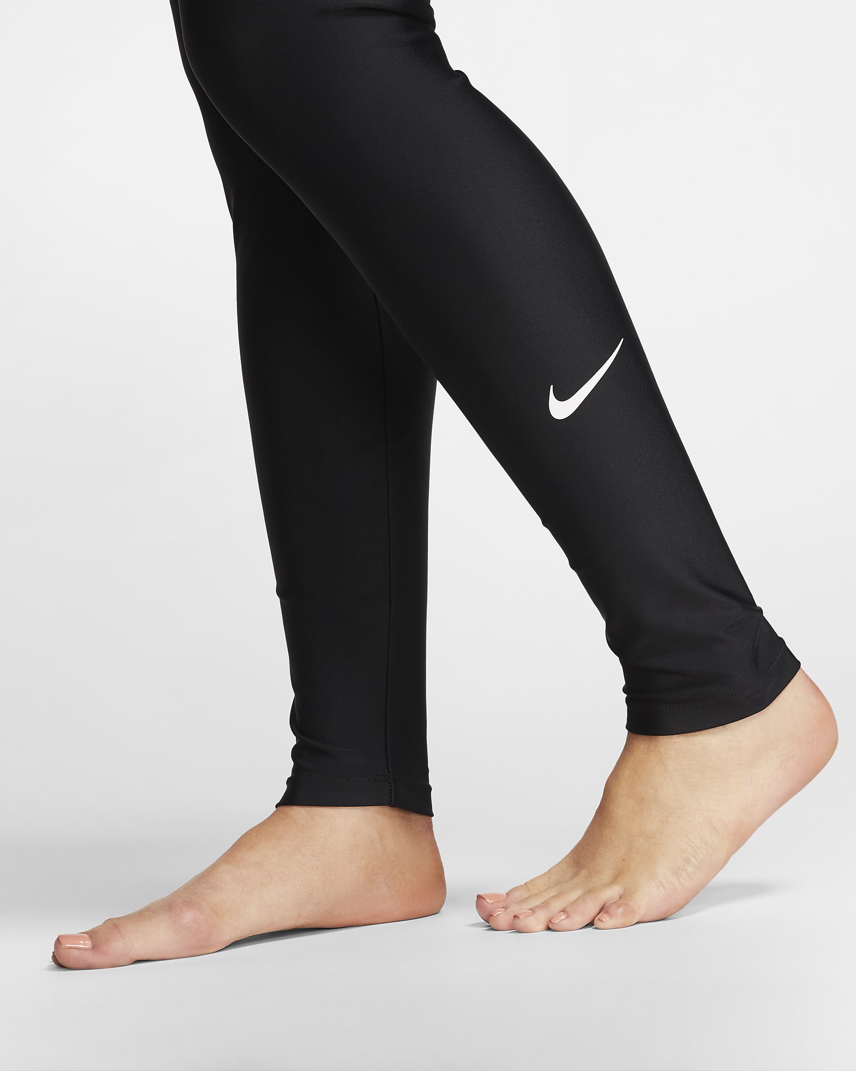 Nike Victory schmale Schwimm-Leggings mit durchgehendem Schutz für Damen - Schwarz/Schwarz/Weiß