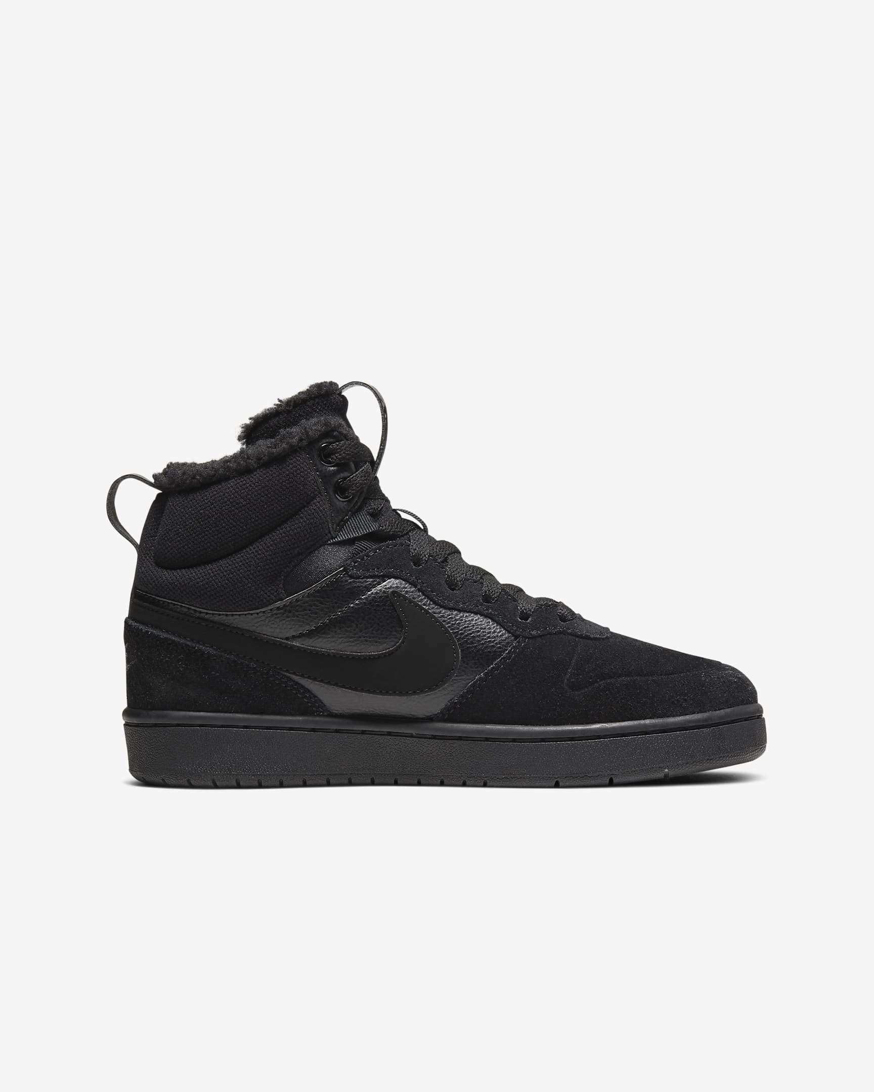 Μποτάκια Nike Court Borough Mid 2 για μεγάλα παιδιά - Μαύρο/Μαύρο/Μαύρο