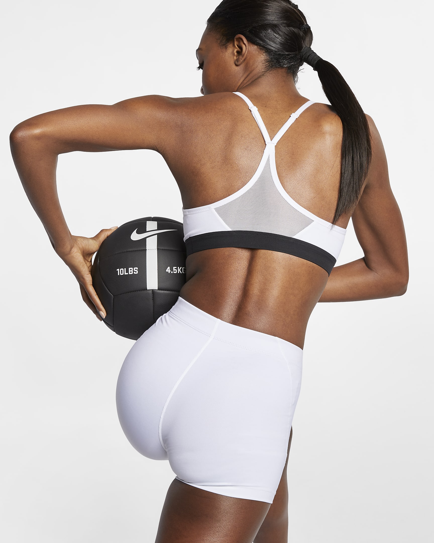 Nike Indy Women's Light-Support Padded Sports Bra - White/Black/Black/Black