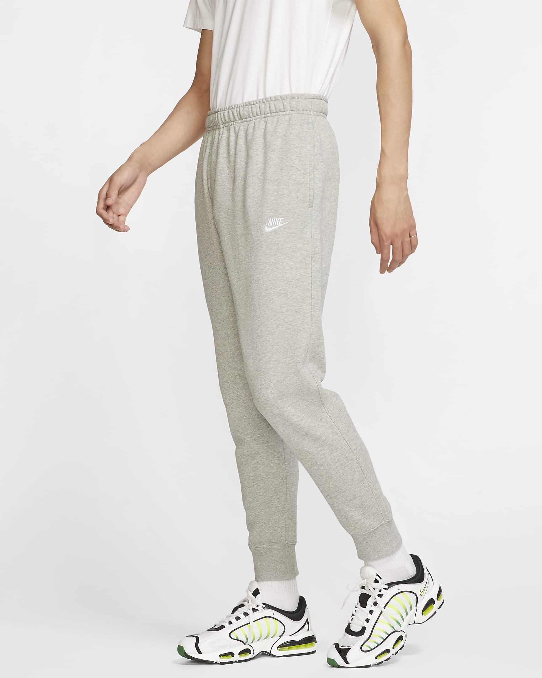 Calças desportivas Nike Sportswear Club para homem - Cinzento Heather escuro/Prateado Matte/Branco