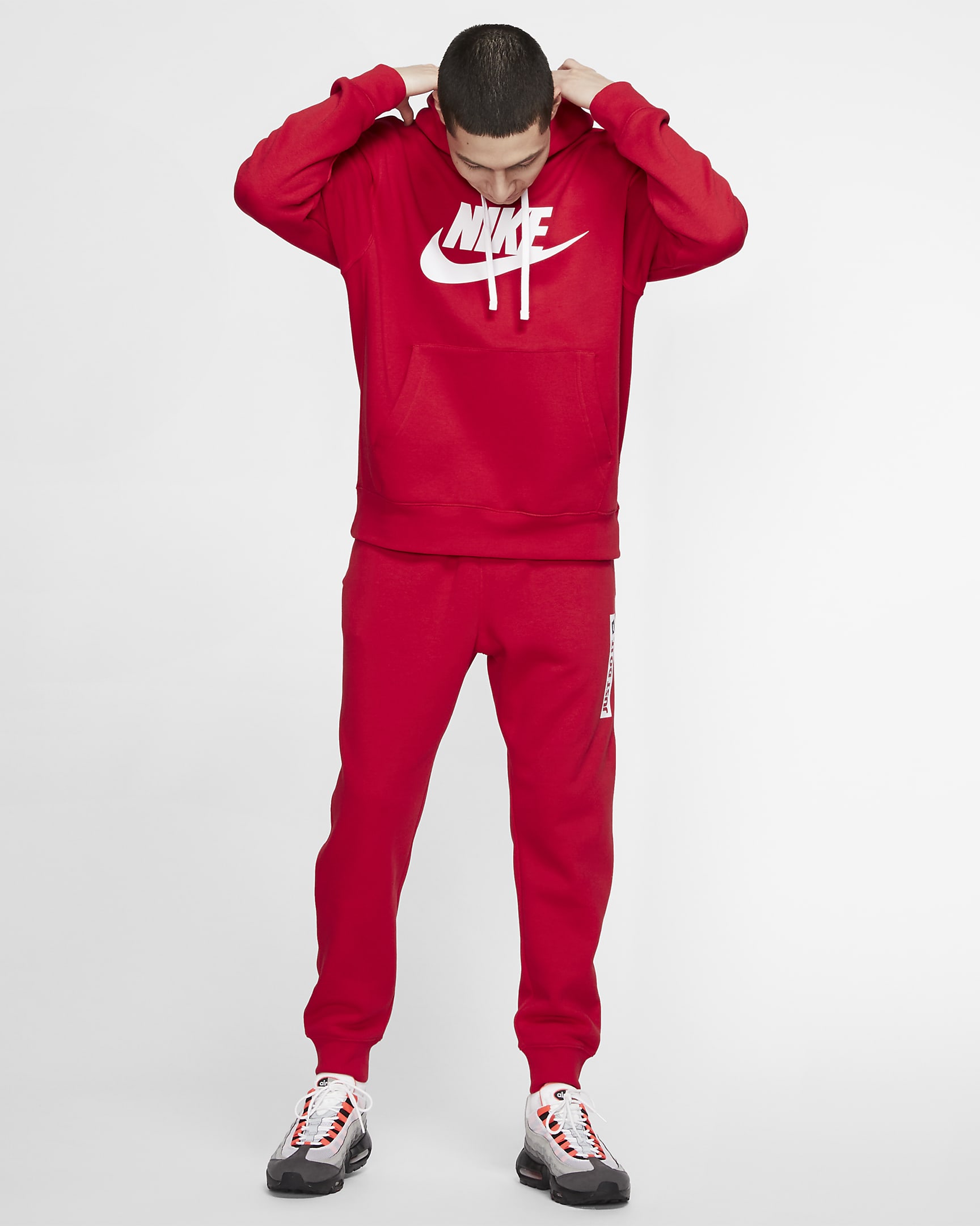 Nike Sportswear Club Fleece Men's Graphic Pullover Hoodie - University Red/White/White