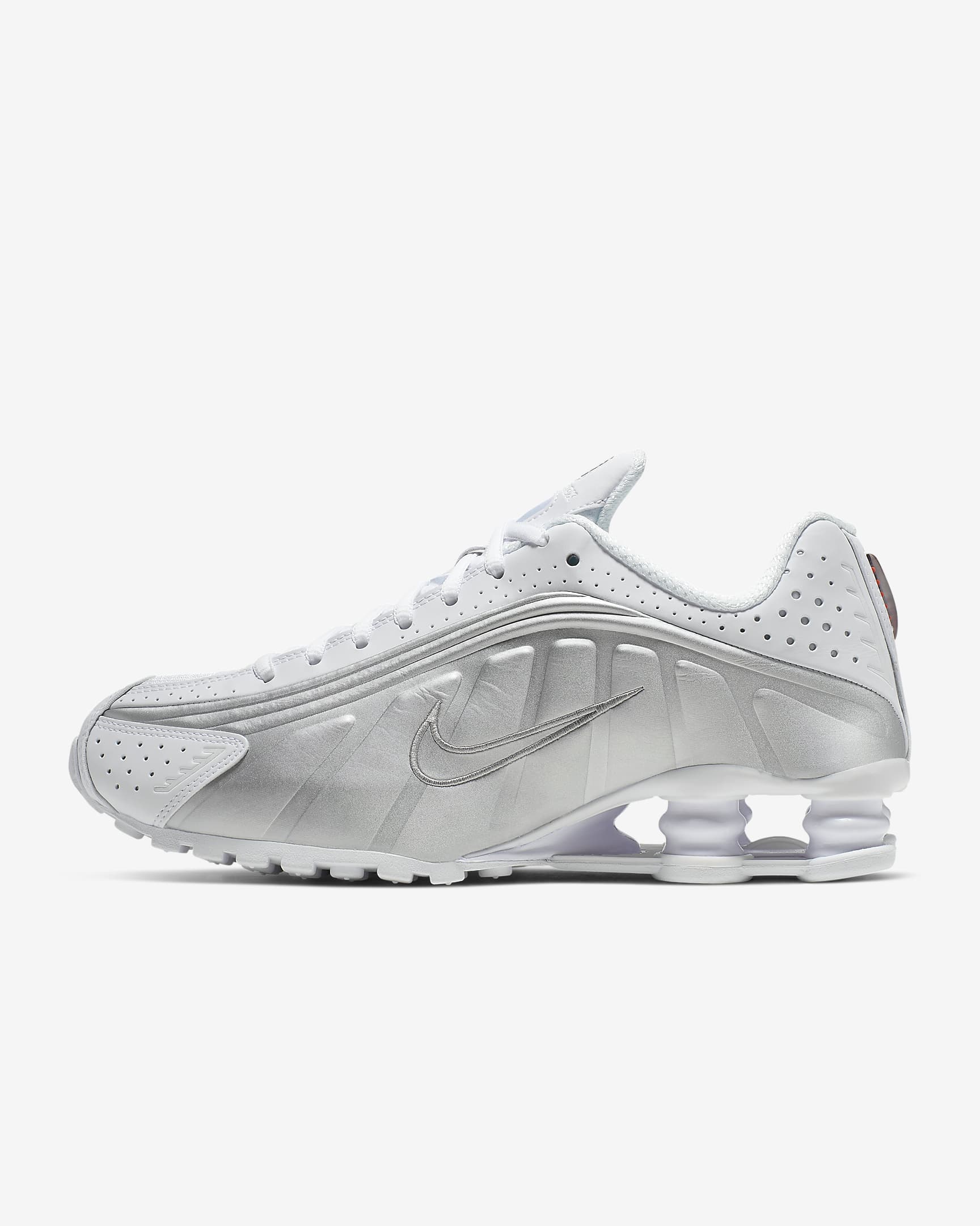 Nike Shox R4 Shoes - White/Metallic Silver/Max Orange/White