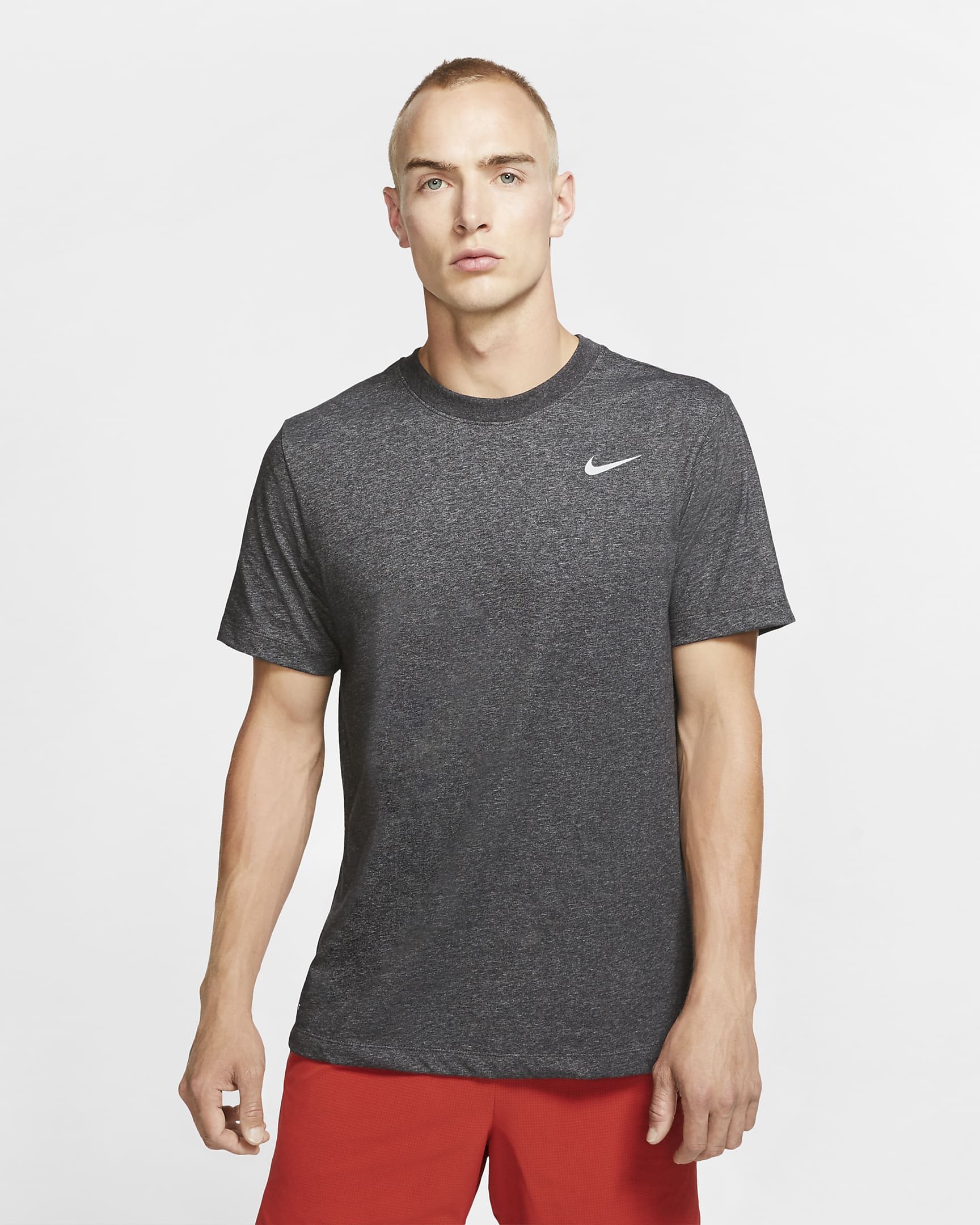 Nike Dri-FIT Men's Fitness T-Shirt - Black Heather/Matte Silver