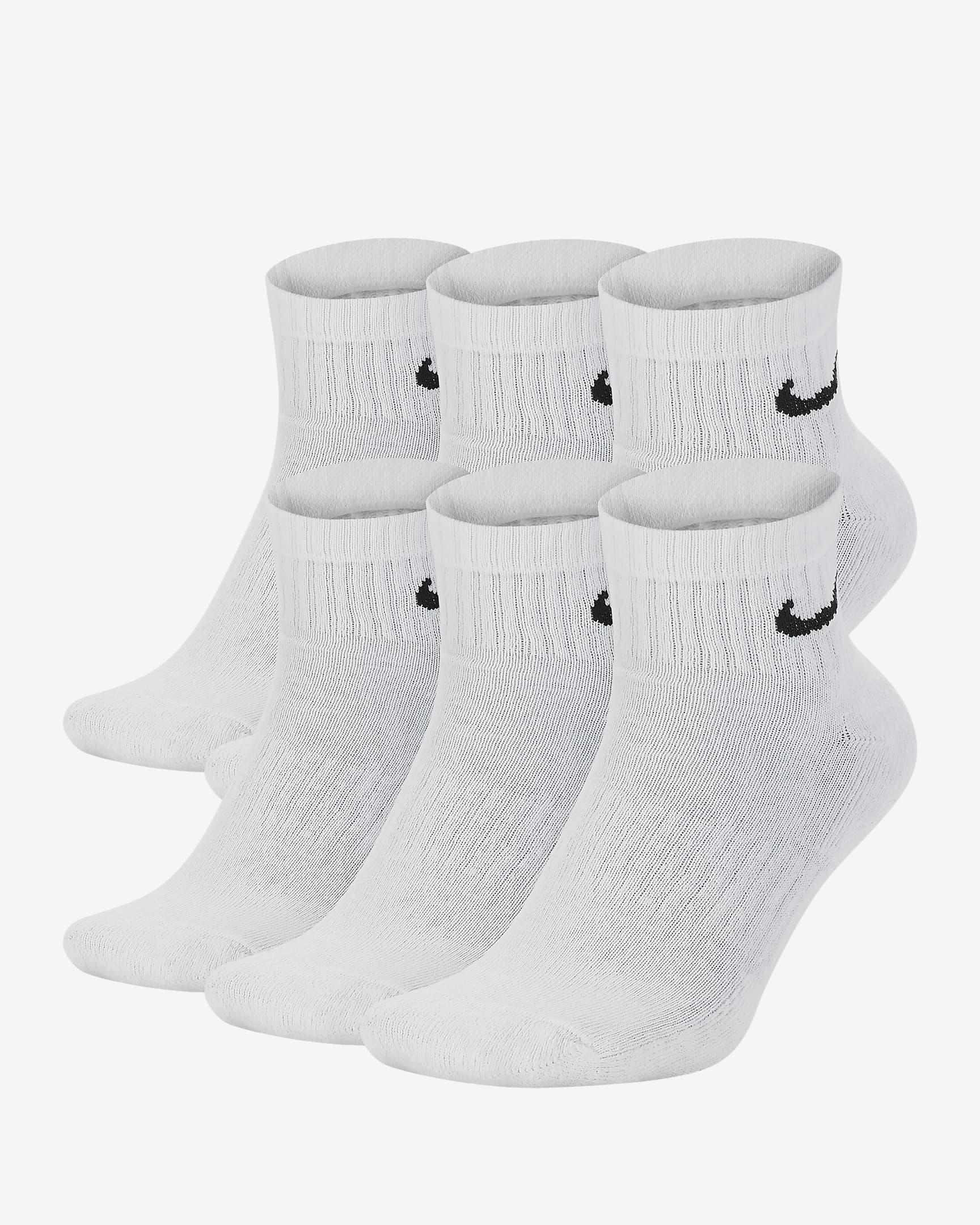 Chaussettes de training Nike Everyday Cushioned (6 paires) - Blanc/Noir