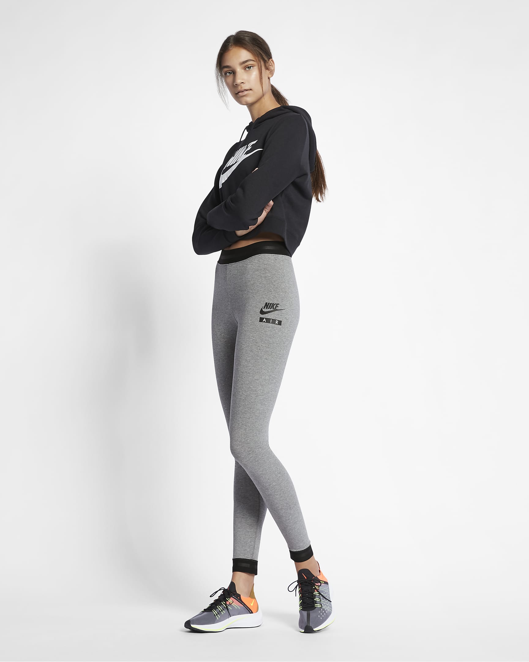 Nike Air Women's High-Waisted Leggings - Carbon Heather/Black/Black