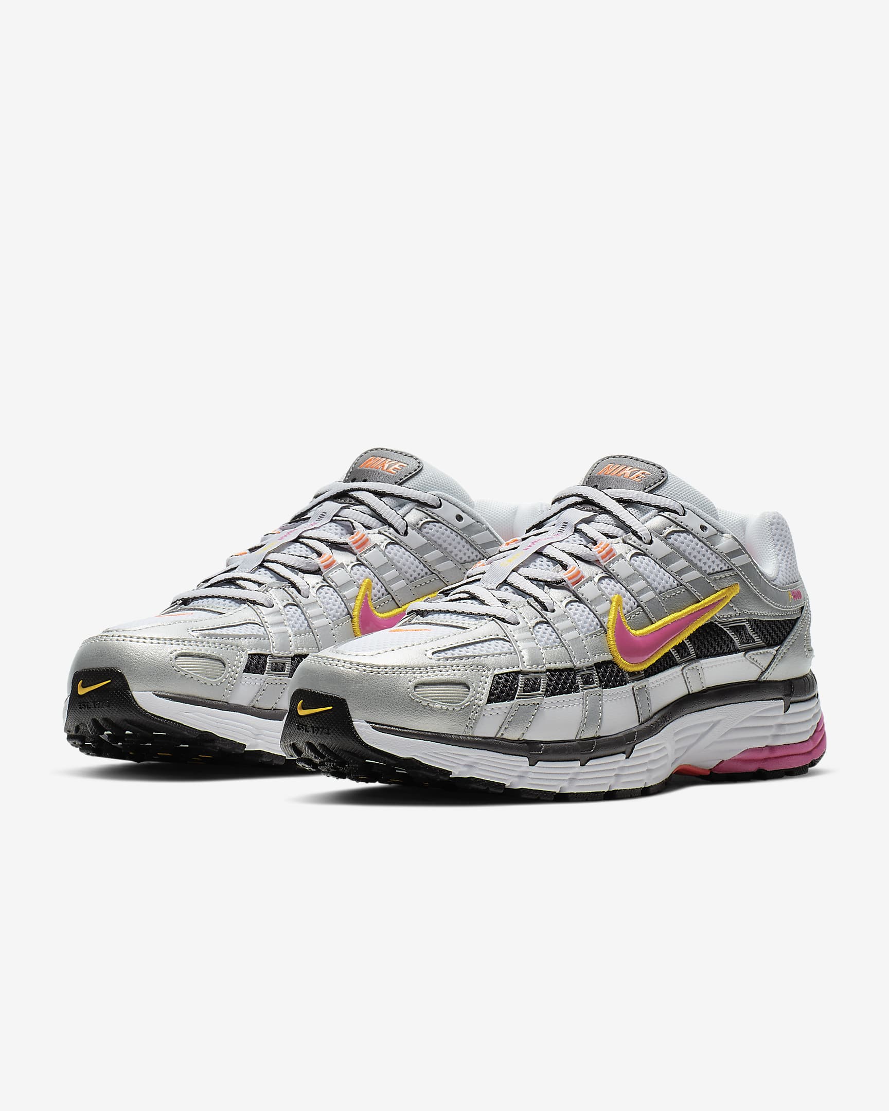 Nike P-6000 Shoes - White/Metallic Platinum/Hyper Crimson/Laser Fuchsia