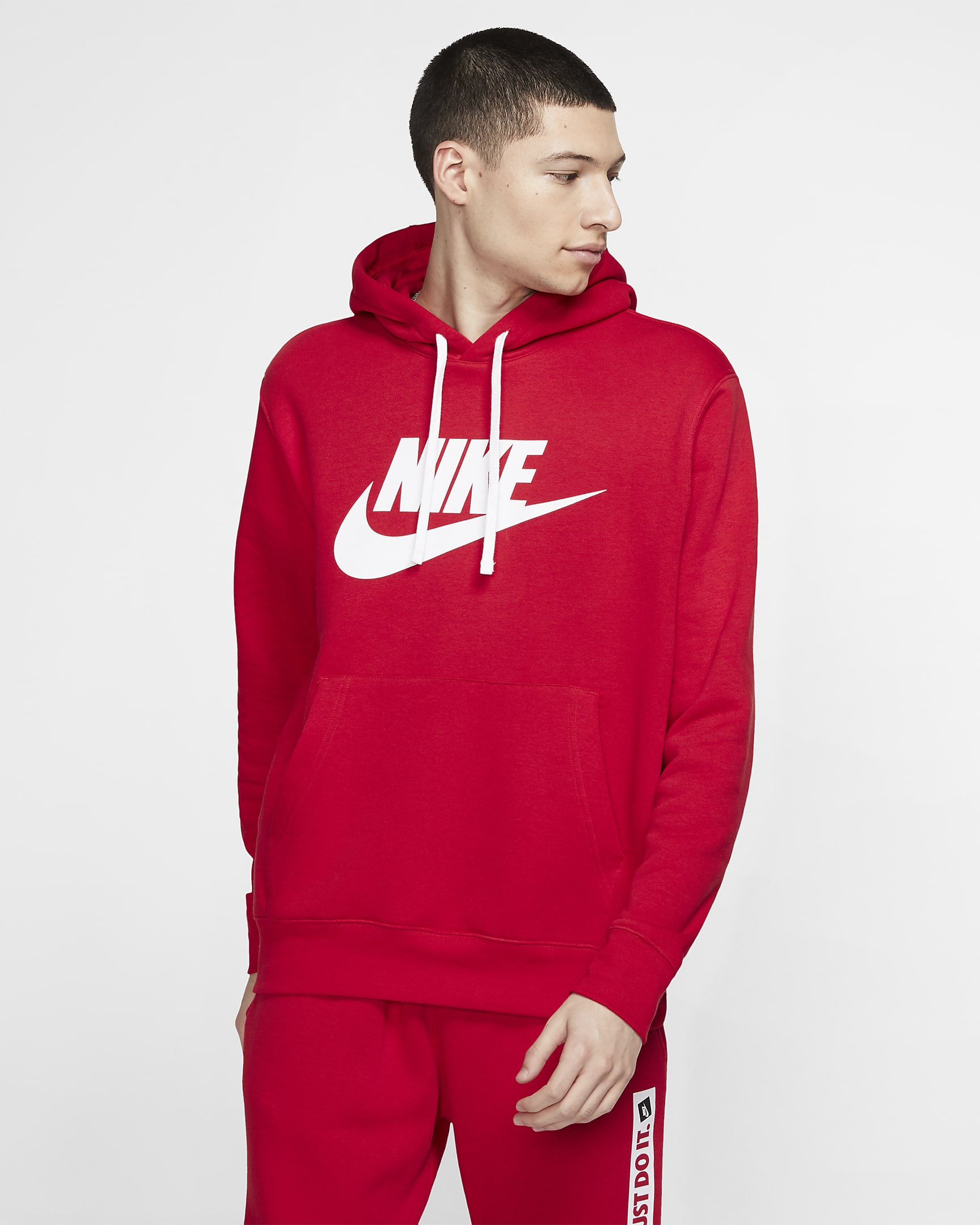 Nike Sportswear Club Fleece Men's Graphic Pullover Hoodie - University Red/White/White