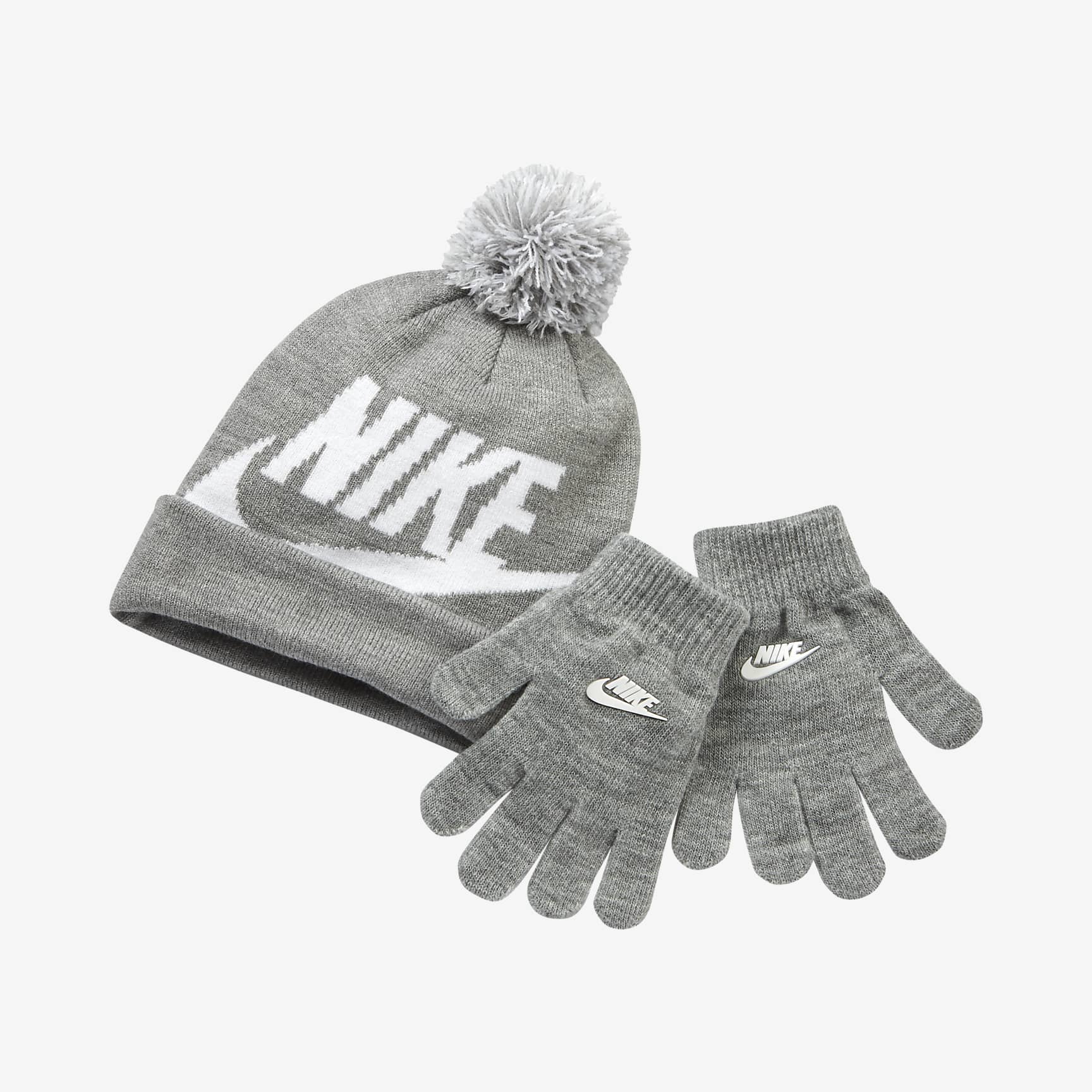 Nike 2-teiliges Set aus Mütze und Handschuhen für jüngere Kinder - Dark Grey Heather