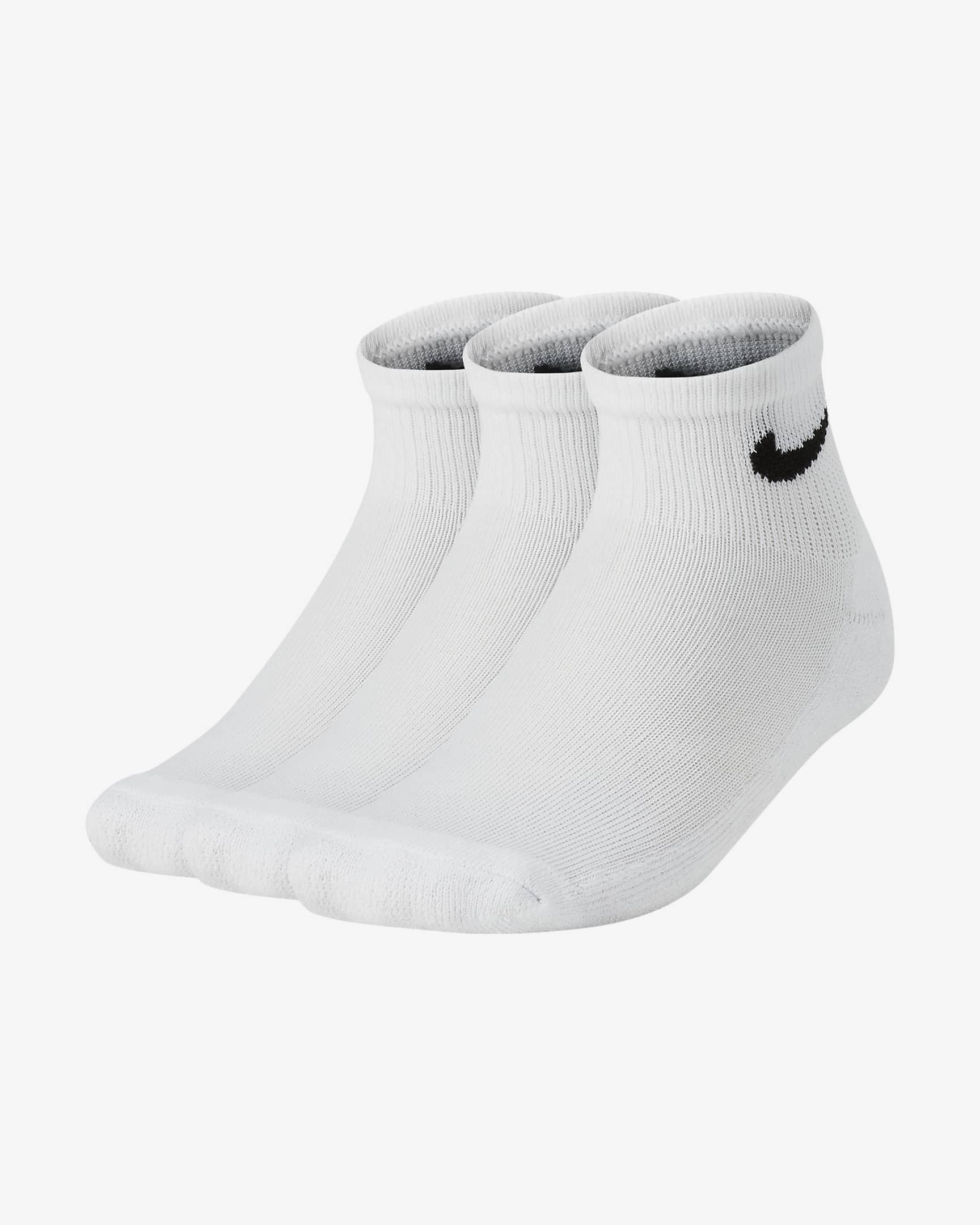 Nike Little Kids' Cushioned Ankle Socks (3 Pairs) - White