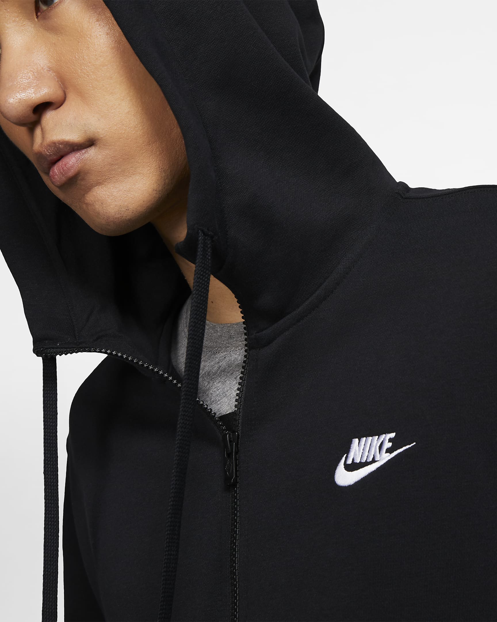 Sweat à capuche à zip Nike Sportswear Club pour homme - Noir/Noir/Blanc