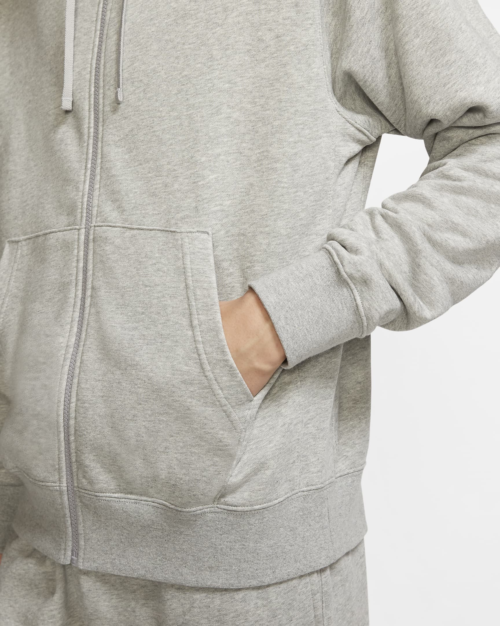 Hoodie com fecho completo Nike Sportswear Club para homem - Cinzento Heather escuro/Prateado Matte/Branco