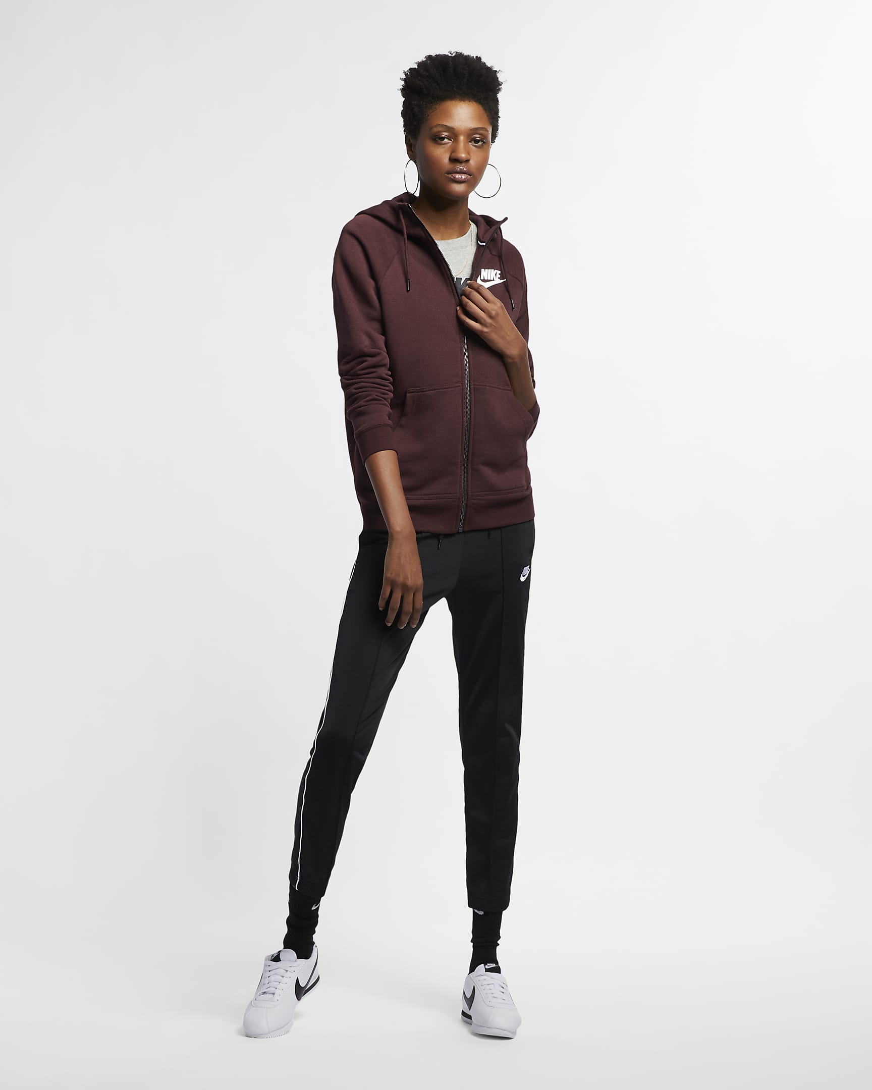 Nike Sportswear Rally Women's Full-Zip Hoodie - Burgundy Crush/Burgundy Crush/White