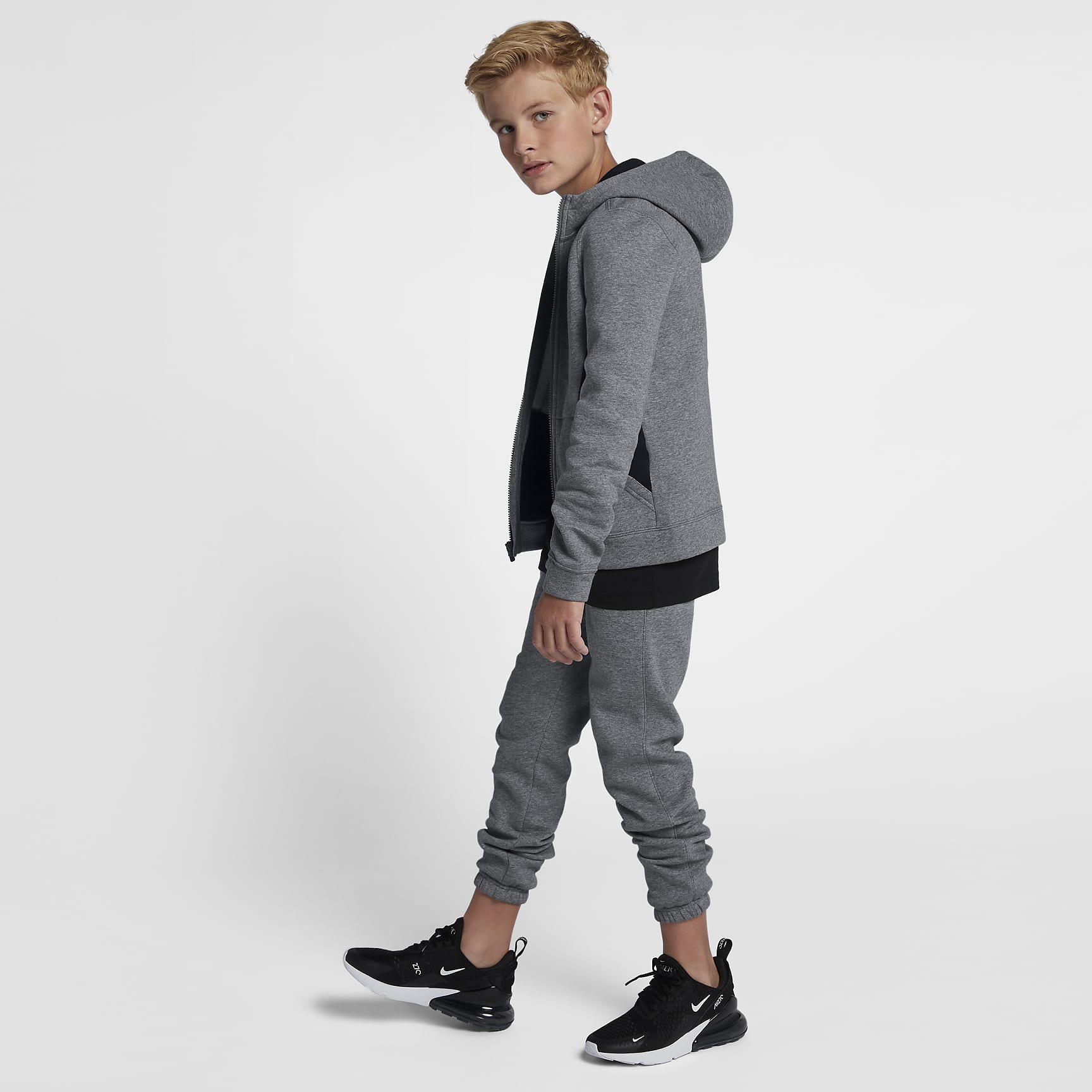 Nike Sportswear Older Kids' (Boys') Tracksuit - Carbon Heather/Black/White