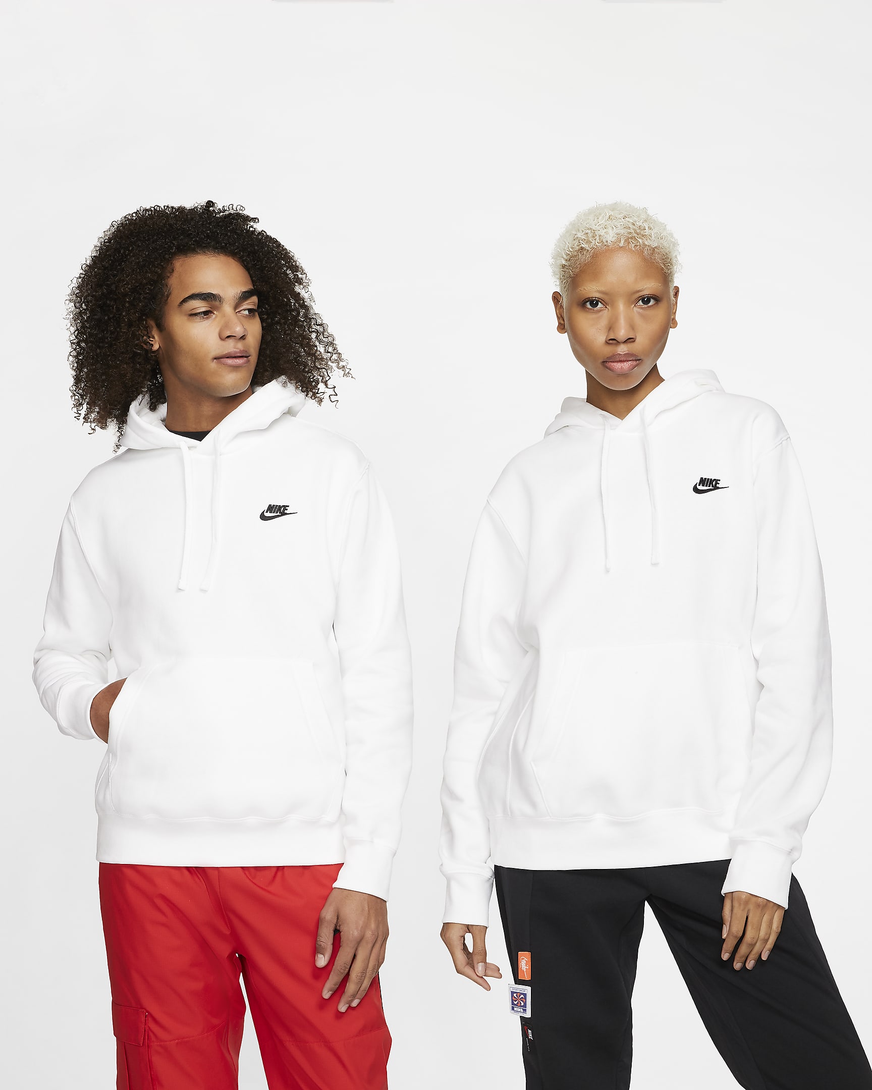 Nike Sportswear Club fleecehettegenser til herre - Hvit/Hvit/Svart