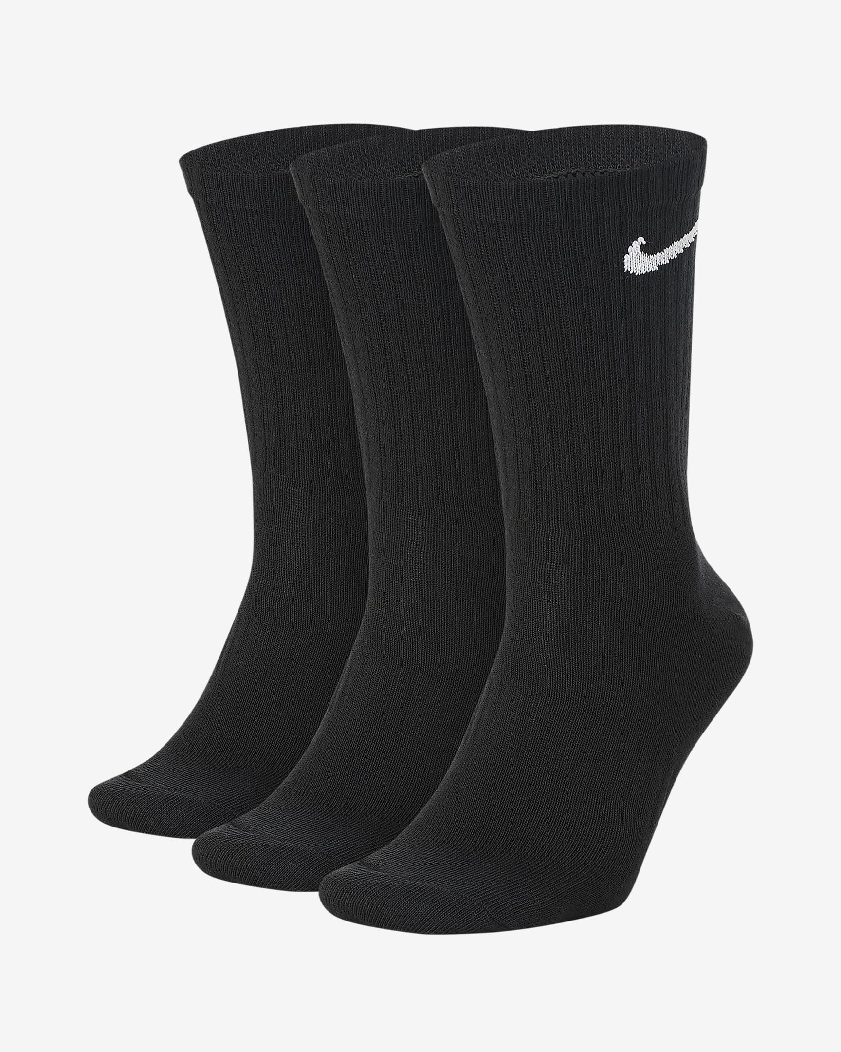 Středně vysoké tréninkové ponožky Nike Everyday Lightweight (3 páry) - Černá/Bílá