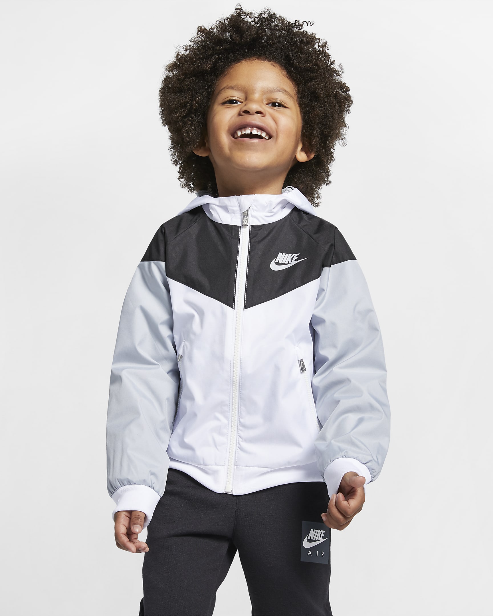 Chamarra infantil con cierre completo Nike Sportswear Windrunner - Blanco