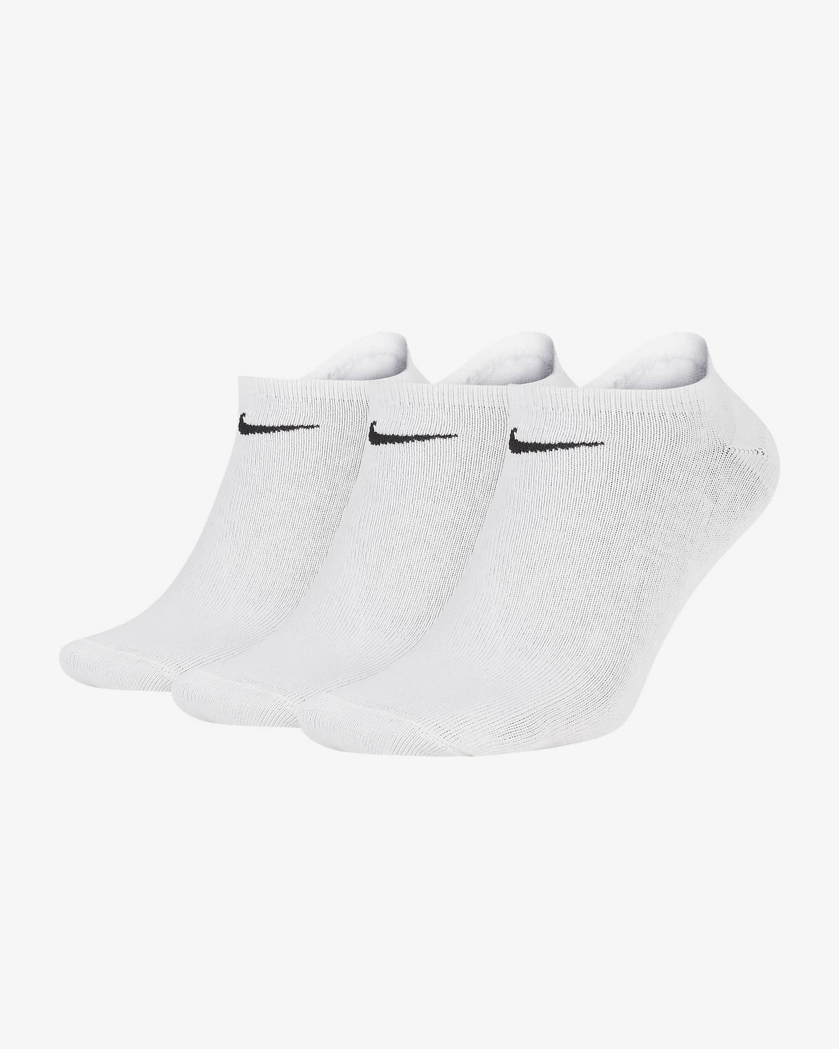 Chaussettes de training invisibles Nike Lightweight (3 paires) - Blanc/Noir