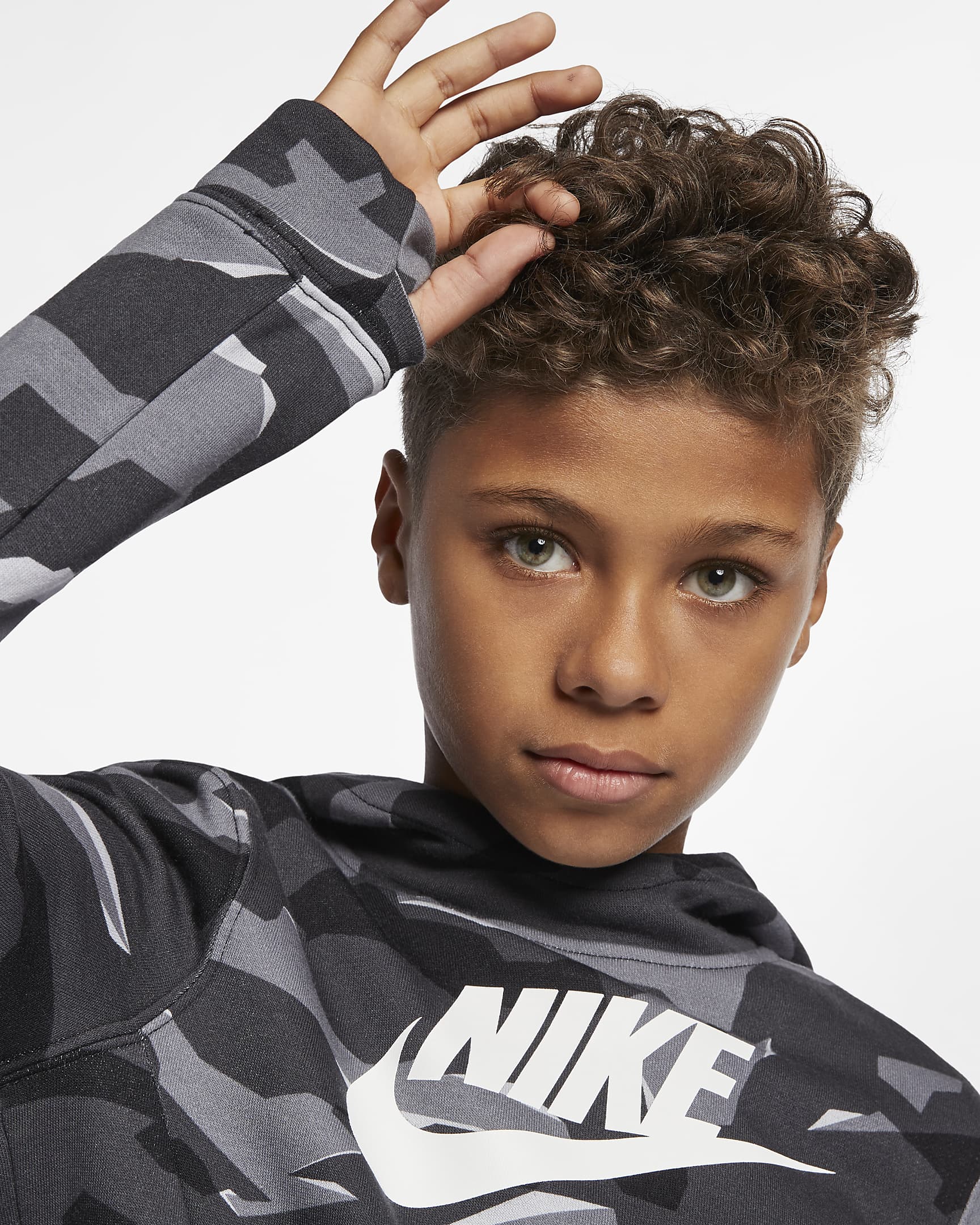 Nike Sportswear Older Kids' (Boys') Camo Pullover Hoodie. Nike CH