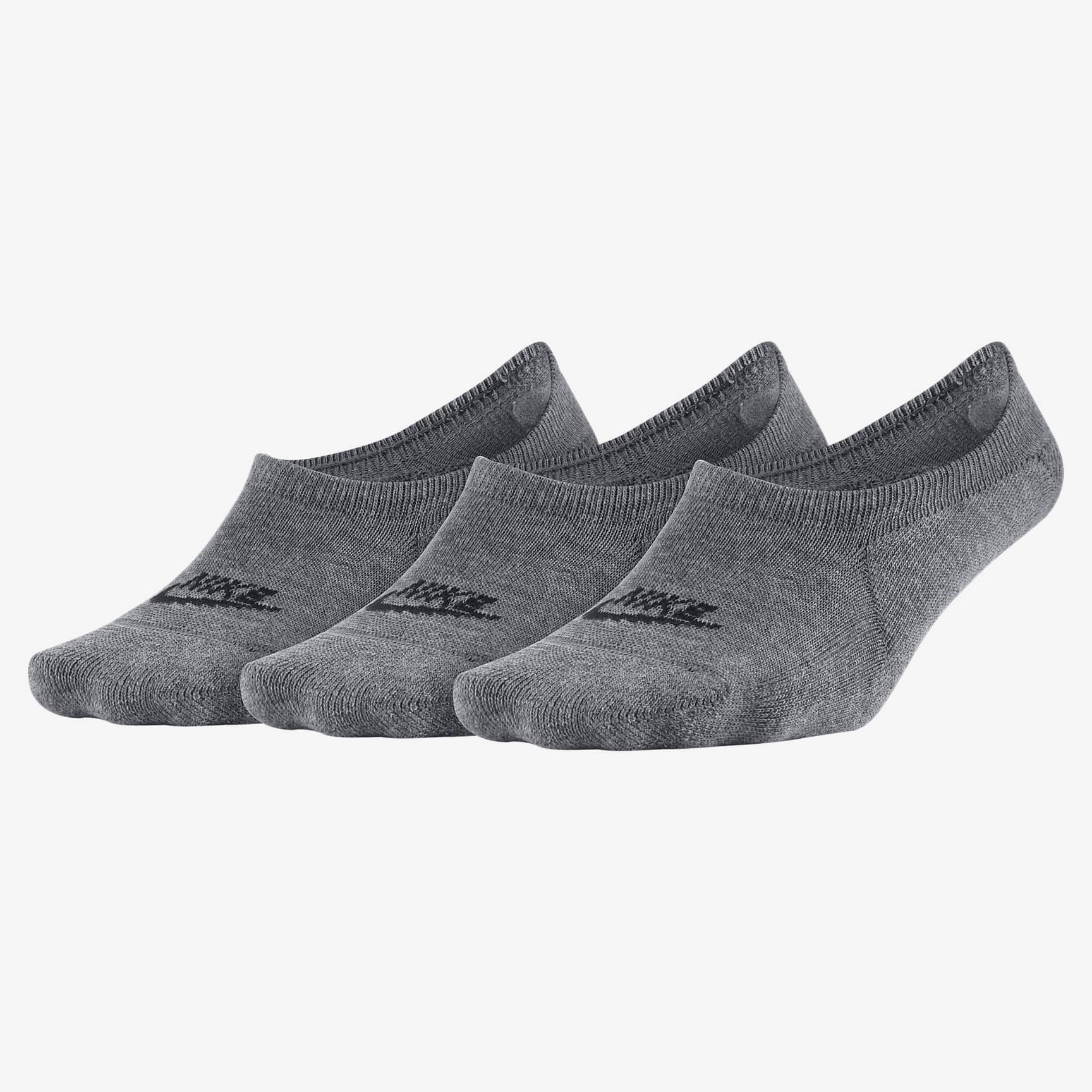 Nike Sportswear Footie Socks (3 Pair) - Carbon Heather/Black