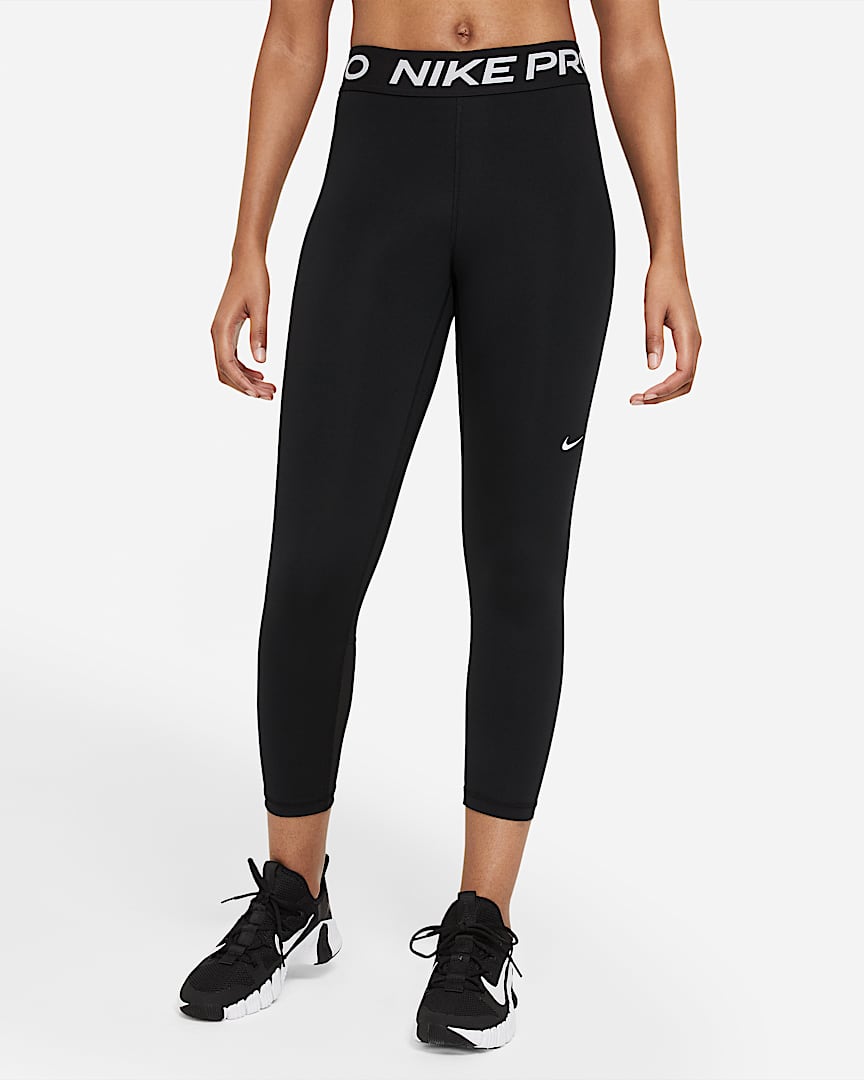 Nike Pro Women's Mid-Rise Crop Mesh Panel Leggings