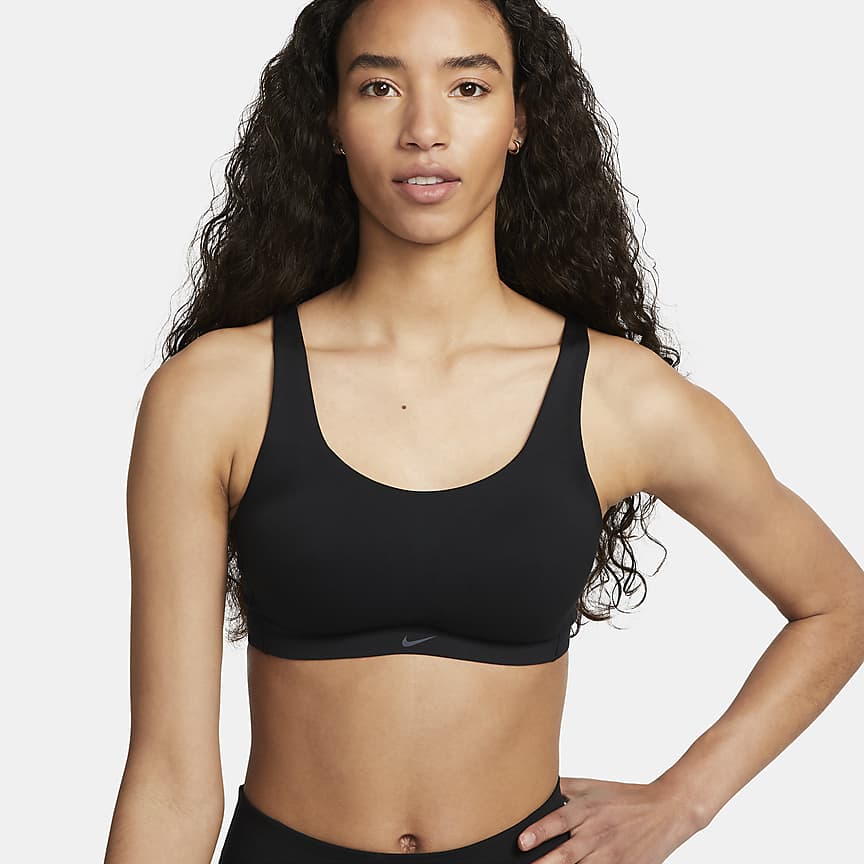 Nike Dri Fit High Neck Sheer Black White Floral Sports Bra Large Size  undefined - $11 - From Carleen