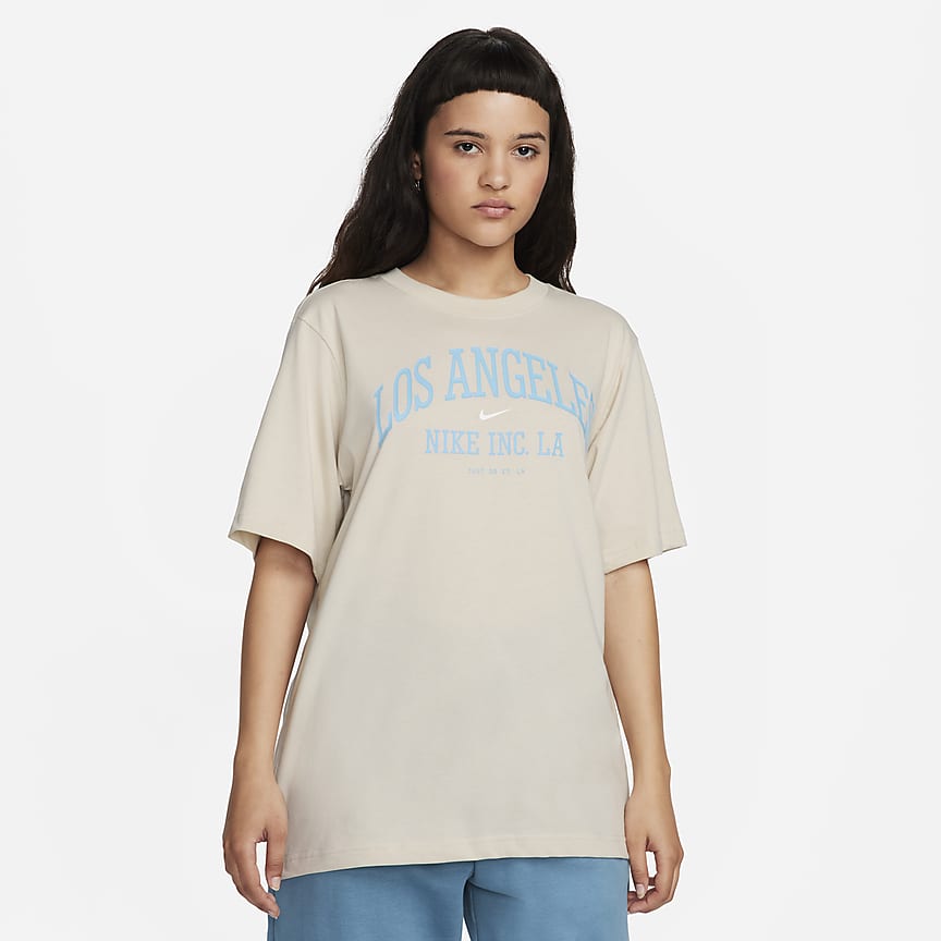 Nike Womens Sportswear Heritage T-Shirt,Birch Heather/Midnight  Navy/Black,Medium