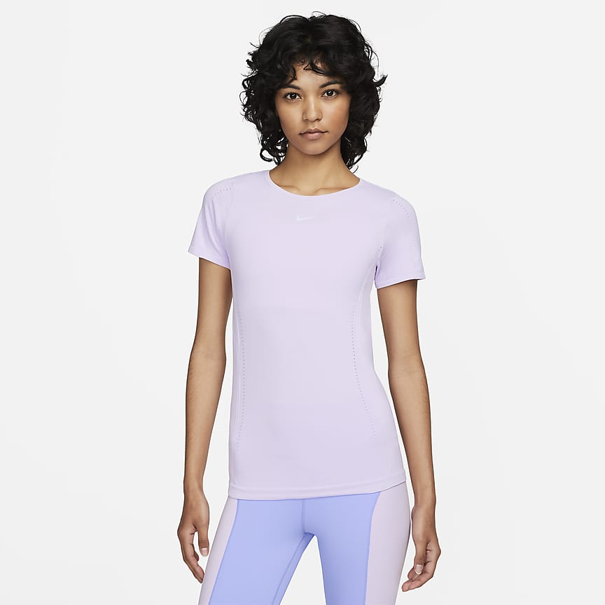 Nike Dri-FIT ADV Aura Women's Slim-Fit Short-Sleeve Top - Purple - 50% Sustainable Materials