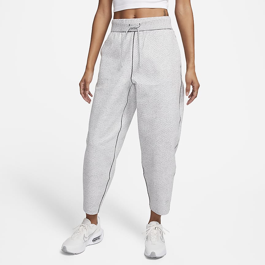 Nike Womens Sportswear Polar Fleece Pants Black/White/Brown CJ4934 New  (White,L)