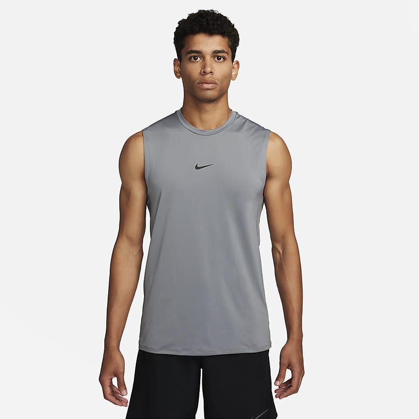 Nike Pro Combat Shirt Mens Large Gray Sleeveless Compression Dri Fit Fitted  Gym