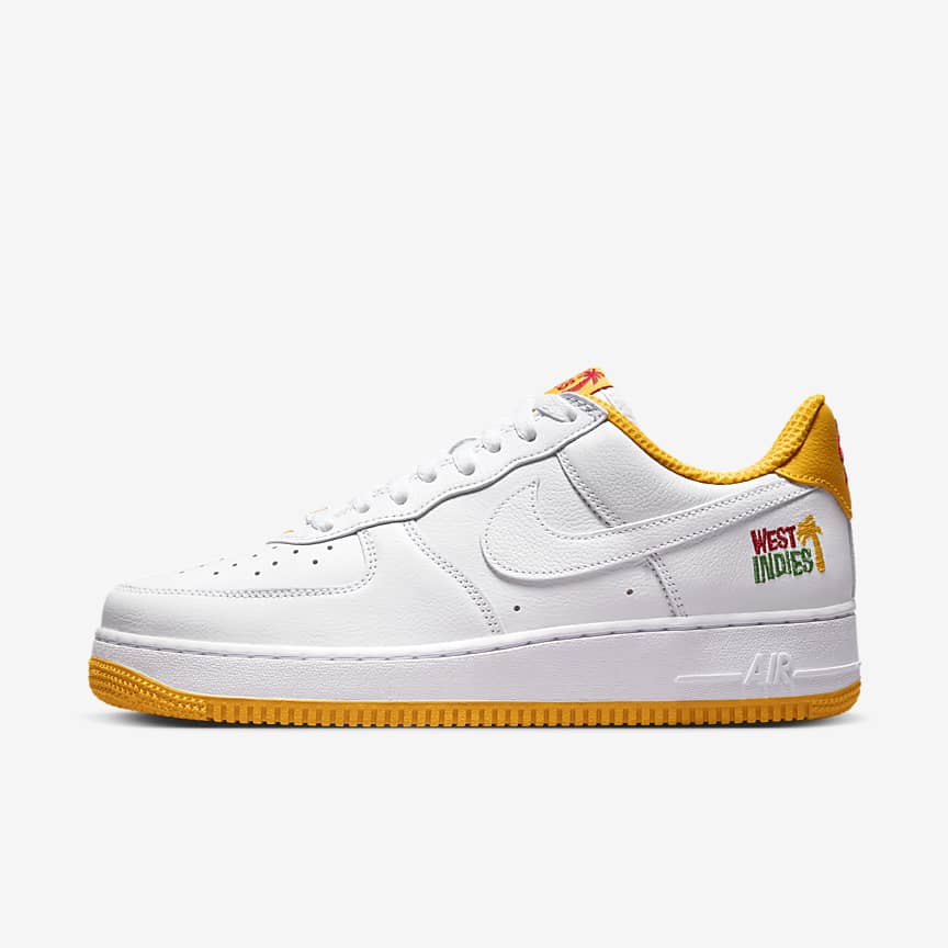 Nike Air Force 1 Low Leather White Red Swoosh Classic All Sizes Off White