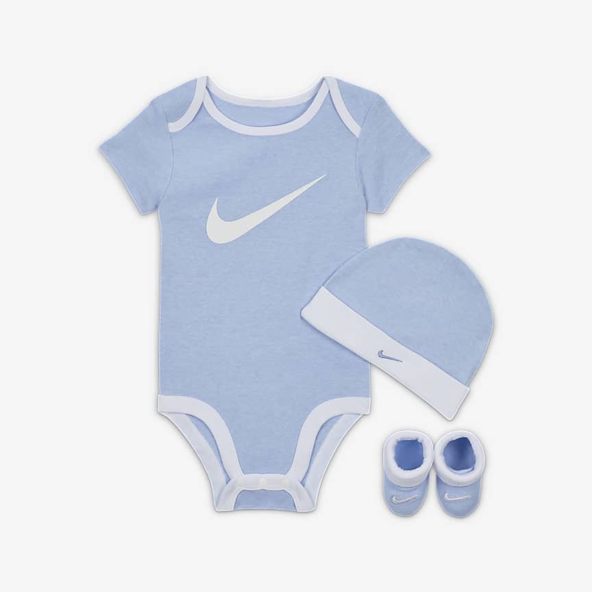 Nike Baby (06M) Bodysuit, Hat and Booties Box Set.