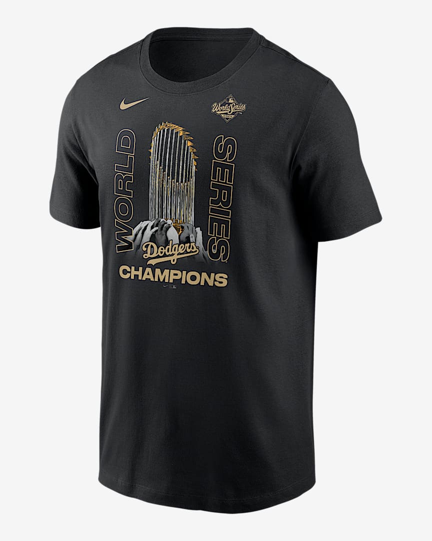 Los Angeles Dodgers 2025 World Series Champions Raise The Trophy Men's Nike MLB T-Shirt