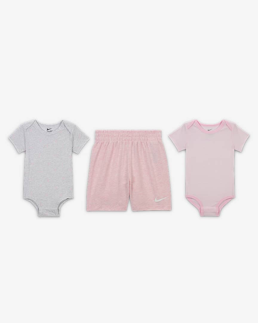 Nike Essentials Baby (12-24M) 3-Piece Striped Swooshfetti Set