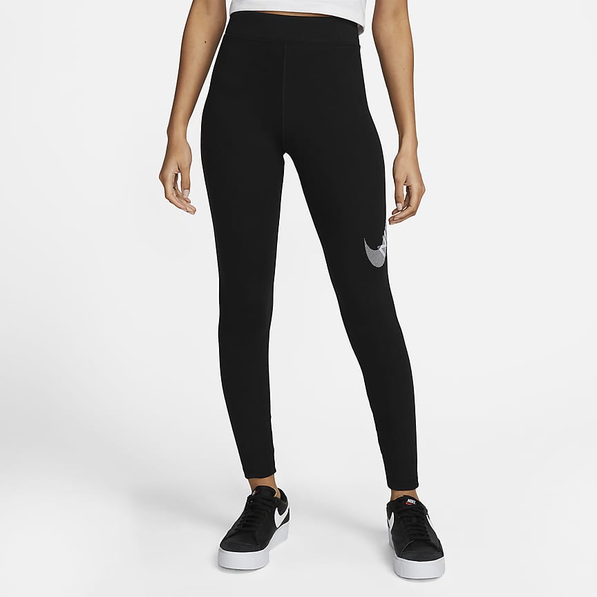 Nike Women's Sportswear Essential ​Mid-Rise​ Graphic Swoosh Leggings -  Hibbett