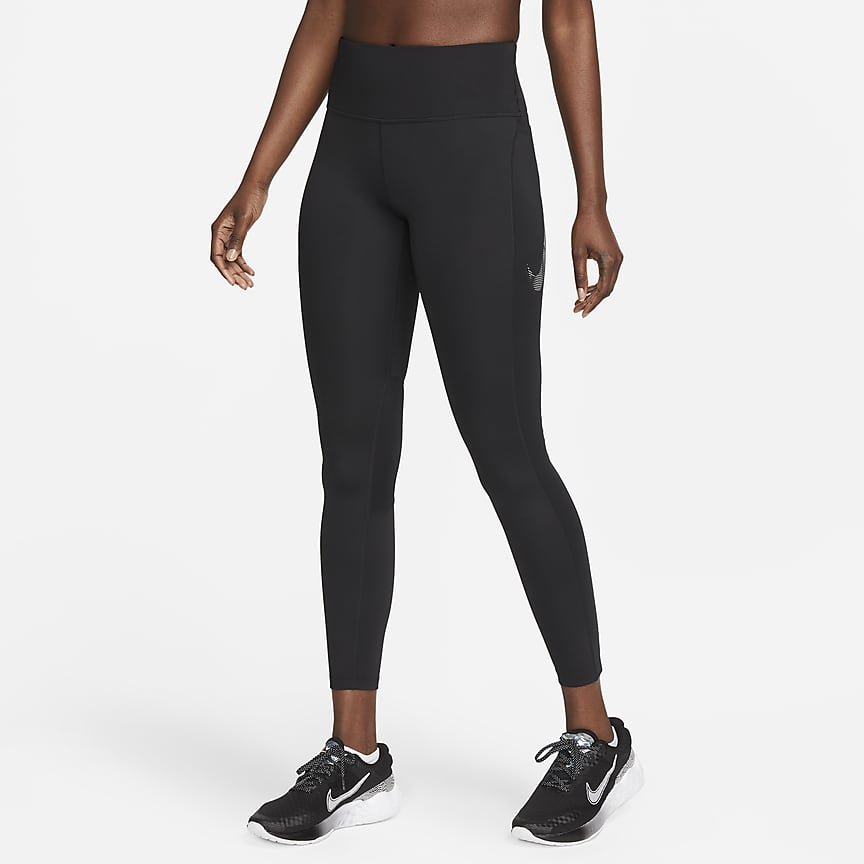 Nike Fast Mid Rise 7/8 Graphic Leggings With Pockets