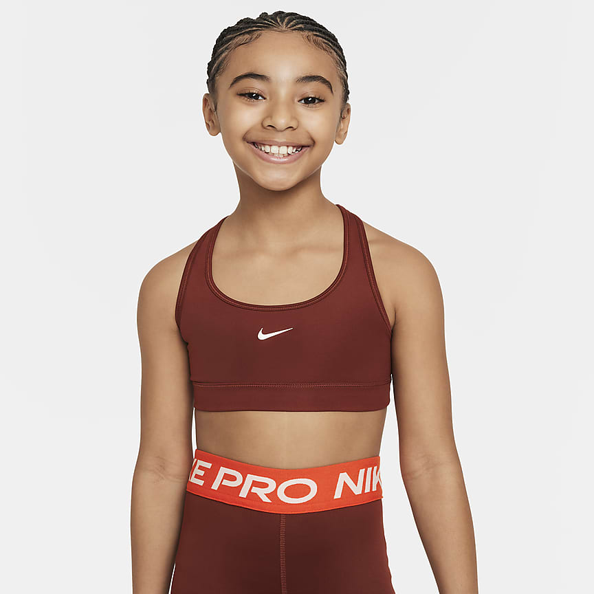 Nike Women's Pro Swoosh Girls' Dri-FIT Sports Bra in Black - ShopStyle
