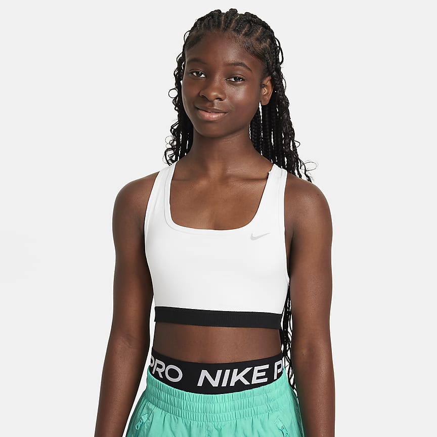Nike Size S (12-14) Girls Athletic Dri Fit Sports Bra Pink Blue