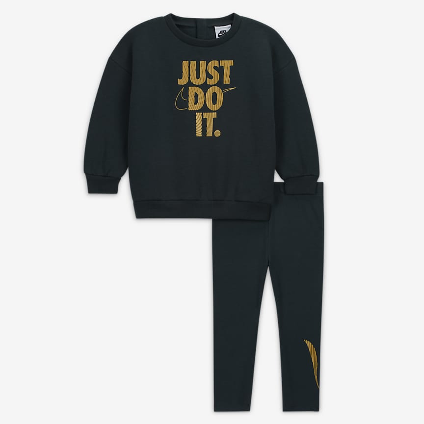 NWT 𝟐 𝐏𝐂 Nike Just Do It JDI matching L set t-shirt leggings