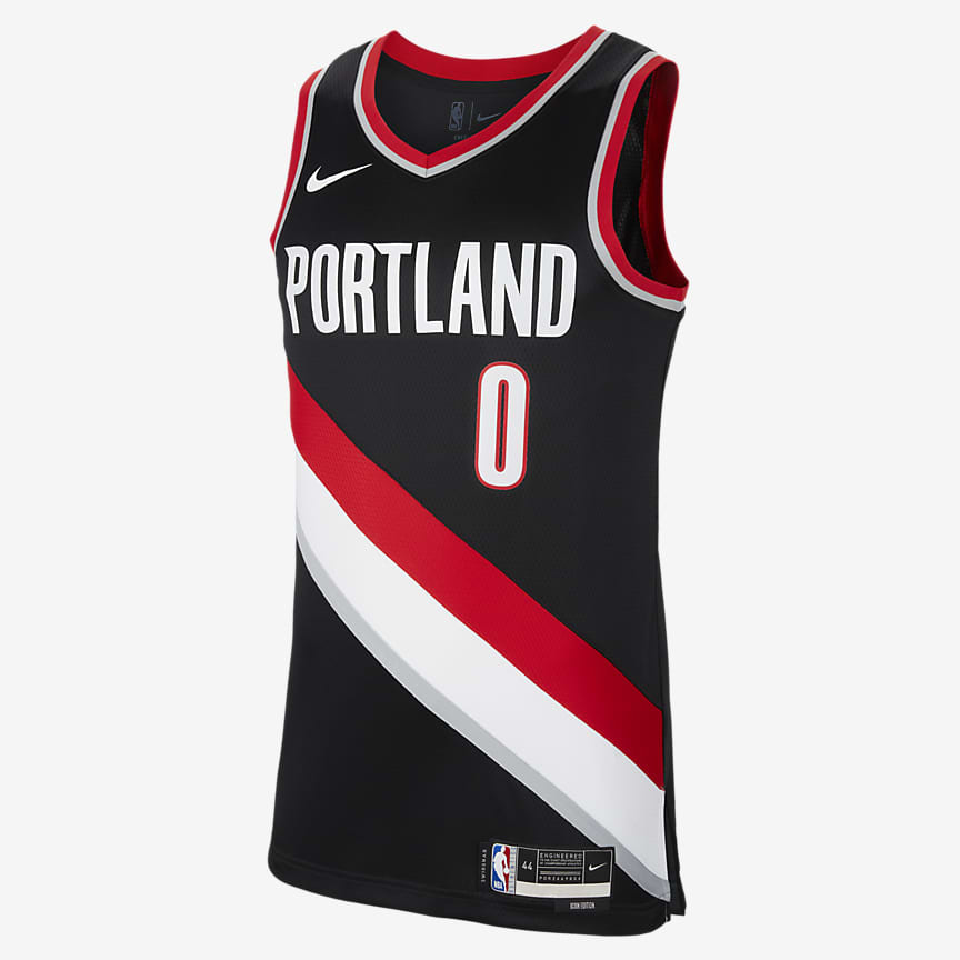 Men's Nike Damian Lillard Black Portland Trail Blazers Swingman Jersey - Icon Edition