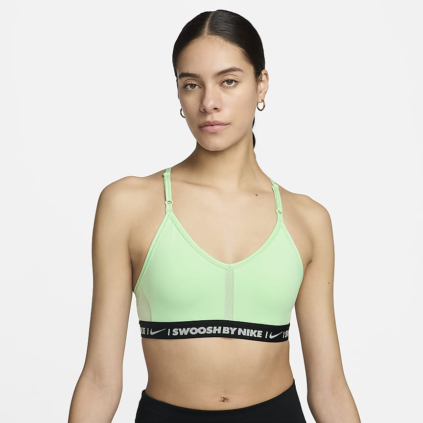 Soutien acolchoado com logótipo Nike Swoosh Medium-Support para mulher  Preto