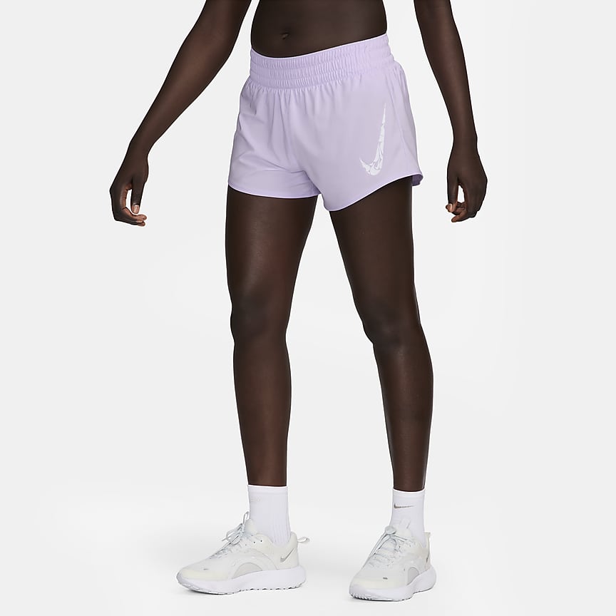 Nike Dri-FIT One Swoosh Women's Mid-Rise Brief-Lined Running Shorts ...