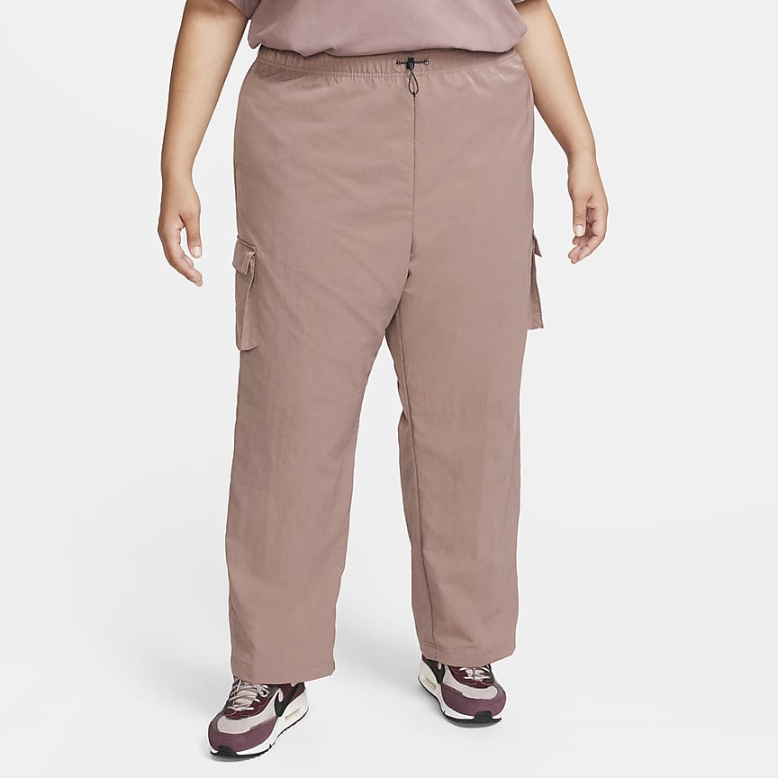 Women's High-Waisted Woven Cargo Pants (Plus Size)