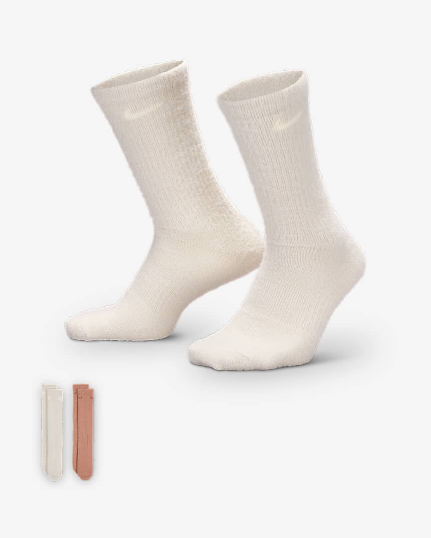 Nike Everyday Wool Cushioned Crew Socks (2 Pairs)